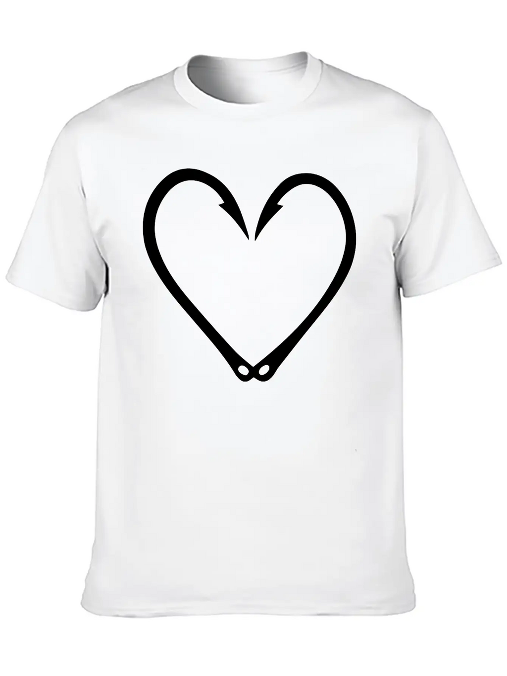 Fish Hooks Heart Unisex Short Sleeve Soft Cotton T-Shirt – Casual Everyday Wear