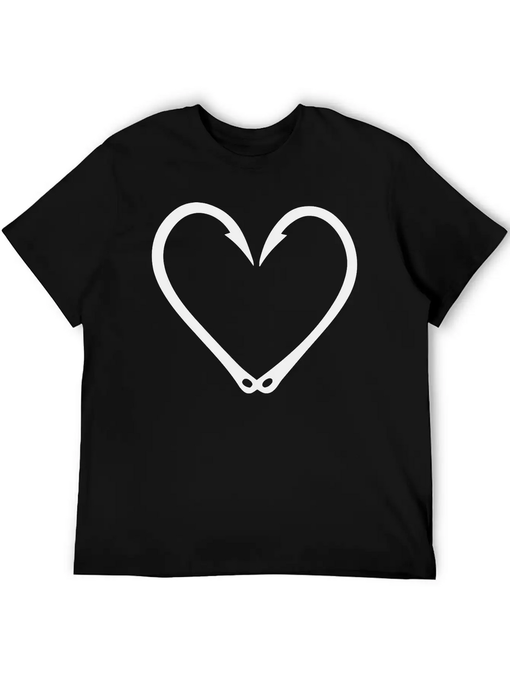 Fish Hooks Heart Unisex Short Sleeve Soft Cotton T-Shirt – Casual Everyday Wear