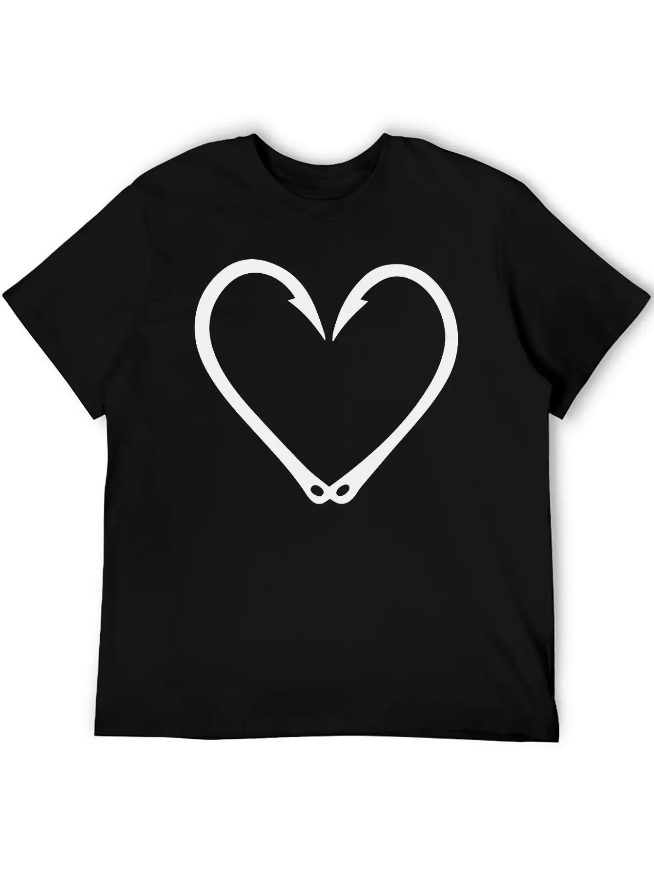 Fish Hooks Heart Unisex Short Sleeve Soft Cotton T-Shirt – Casual Everyday Wear