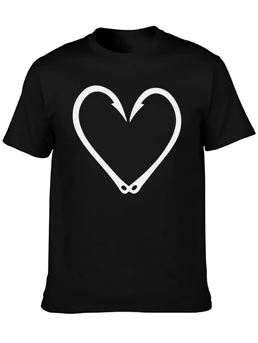 Fish Hooks Heart Unisex Short Sleeve Soft Cotton T-Shirt – Casual Everyday Wear