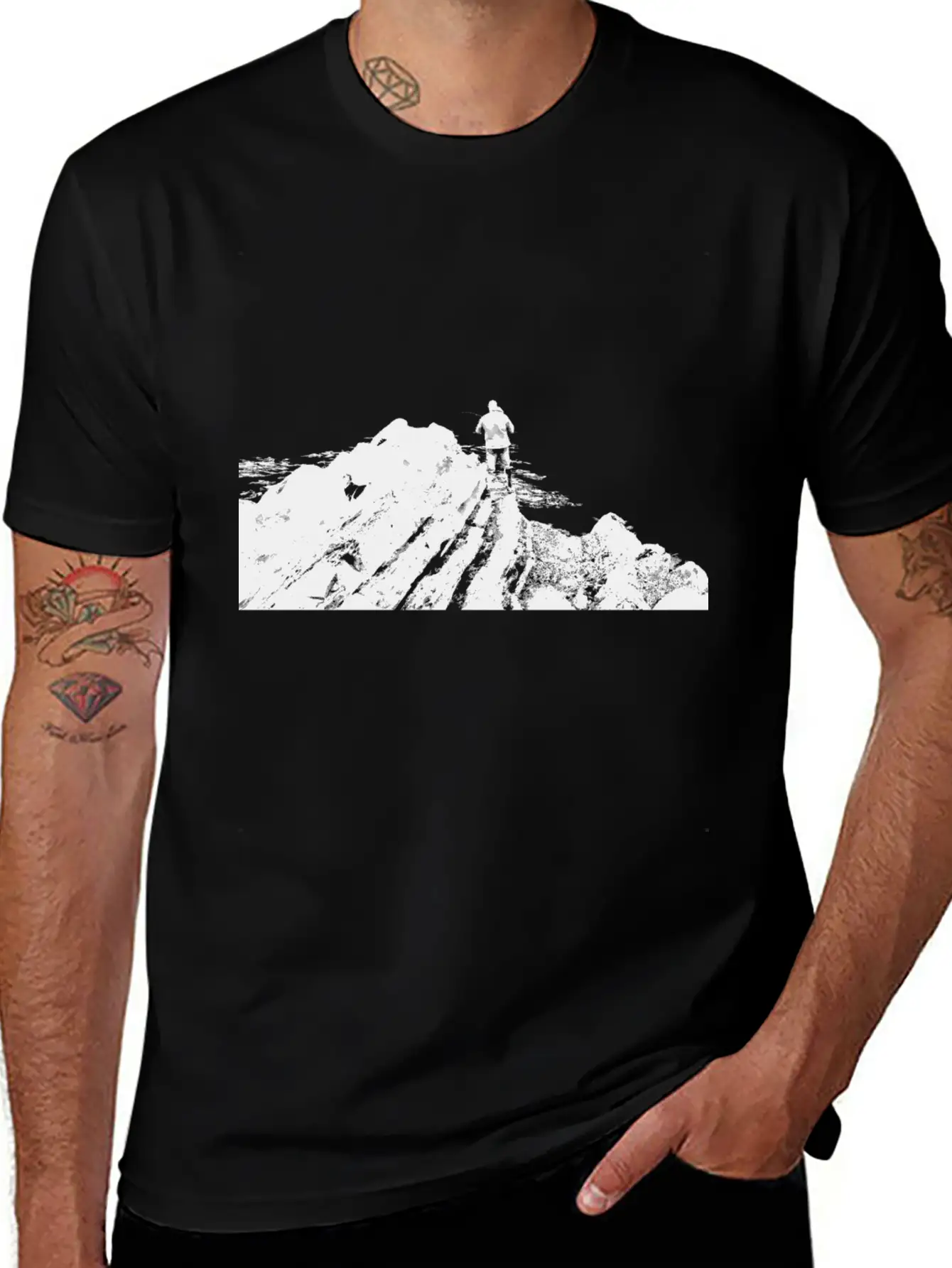 Fisherman On Rock Inverted Unisex Casual T-Shirt – Clean Design For Daily Comfort