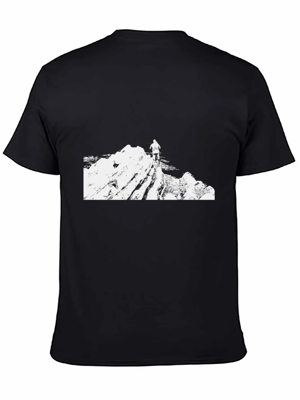 Fisherman On Rock Inverted Unisex Casual T-Shirt – Clean Design For Daily Comfort