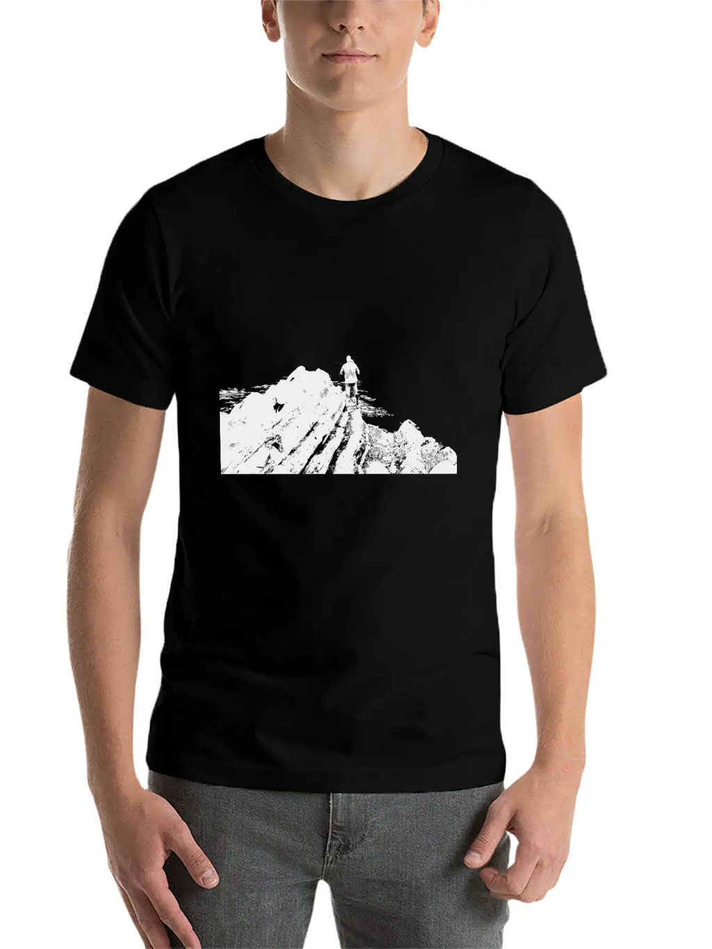 Fisherman On Rock Inverted Unisex Casual T-Shirt – Clean Design For Daily Comfort