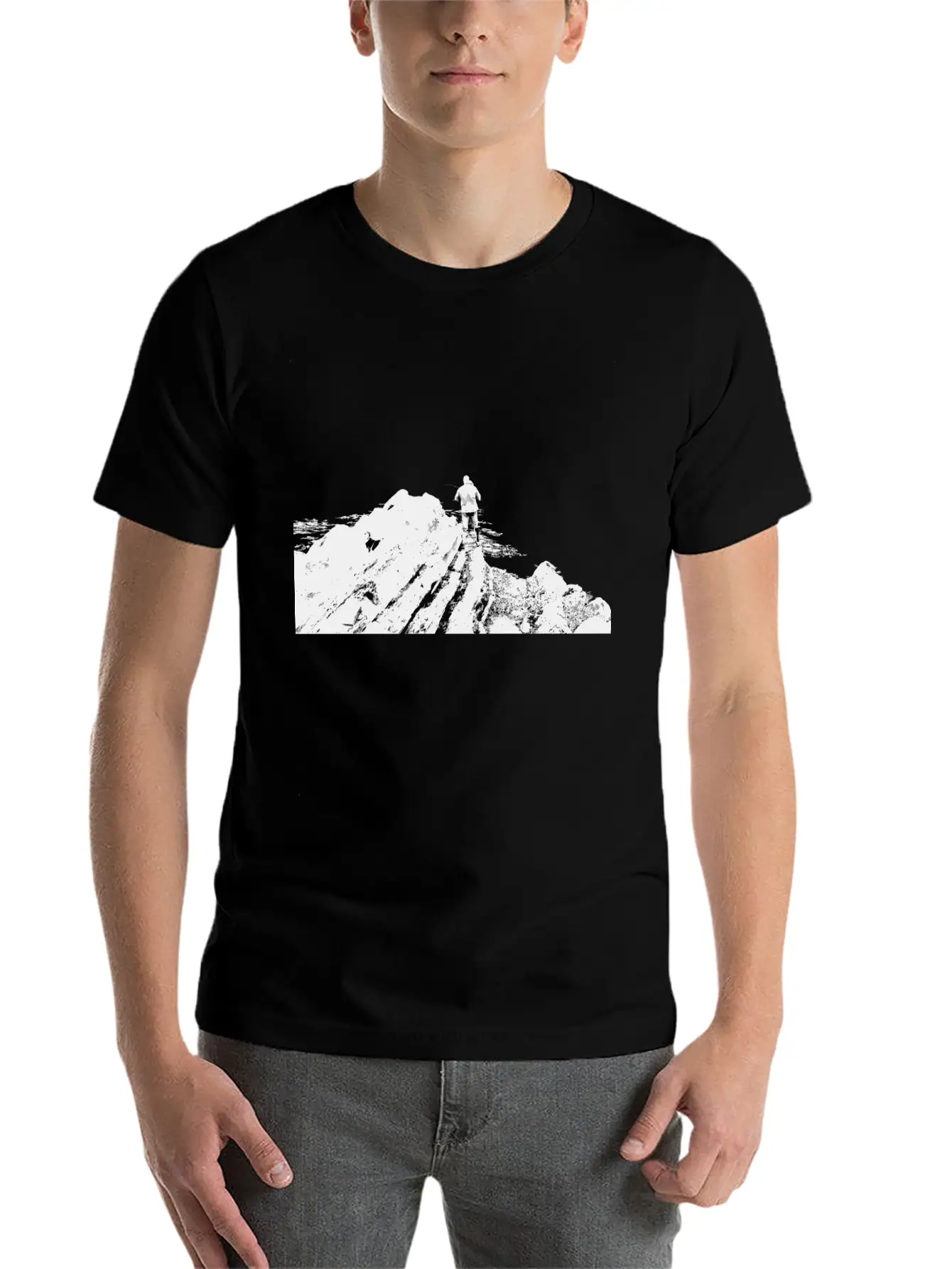 Fisherman On Rock Inverted Unisex Casual T-Shirt – Clean Design For Daily Comfort