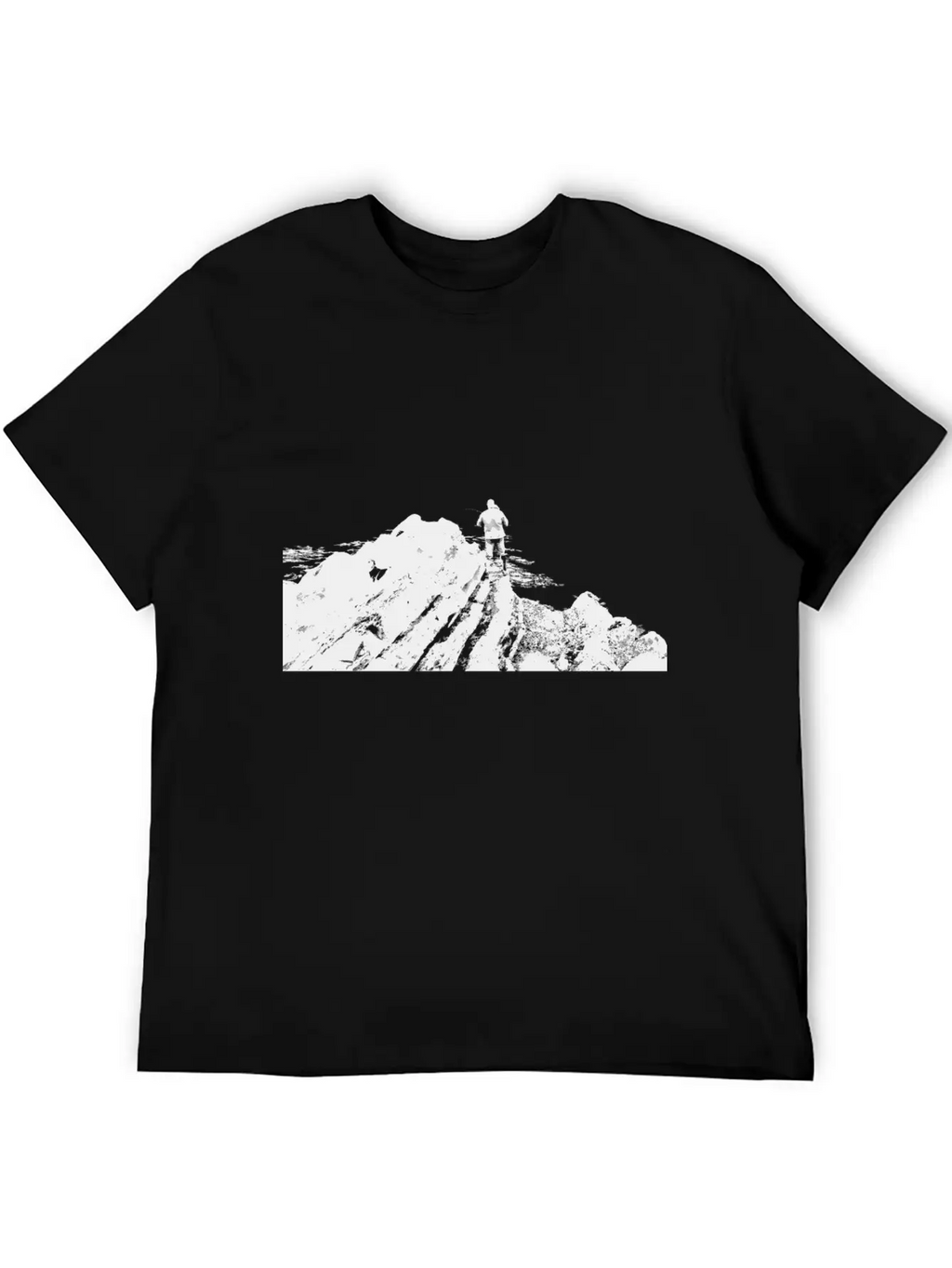 Fisherman On Rock Inverted Unisex Casual T-Shirt – Clean Design For Daily Comfort