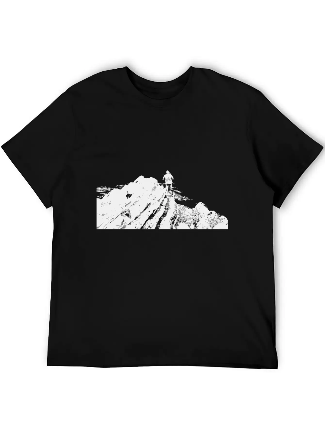 Fisherman On Rock Inverted Unisex Casual T-Shirt – Clean Design For Daily Comfort