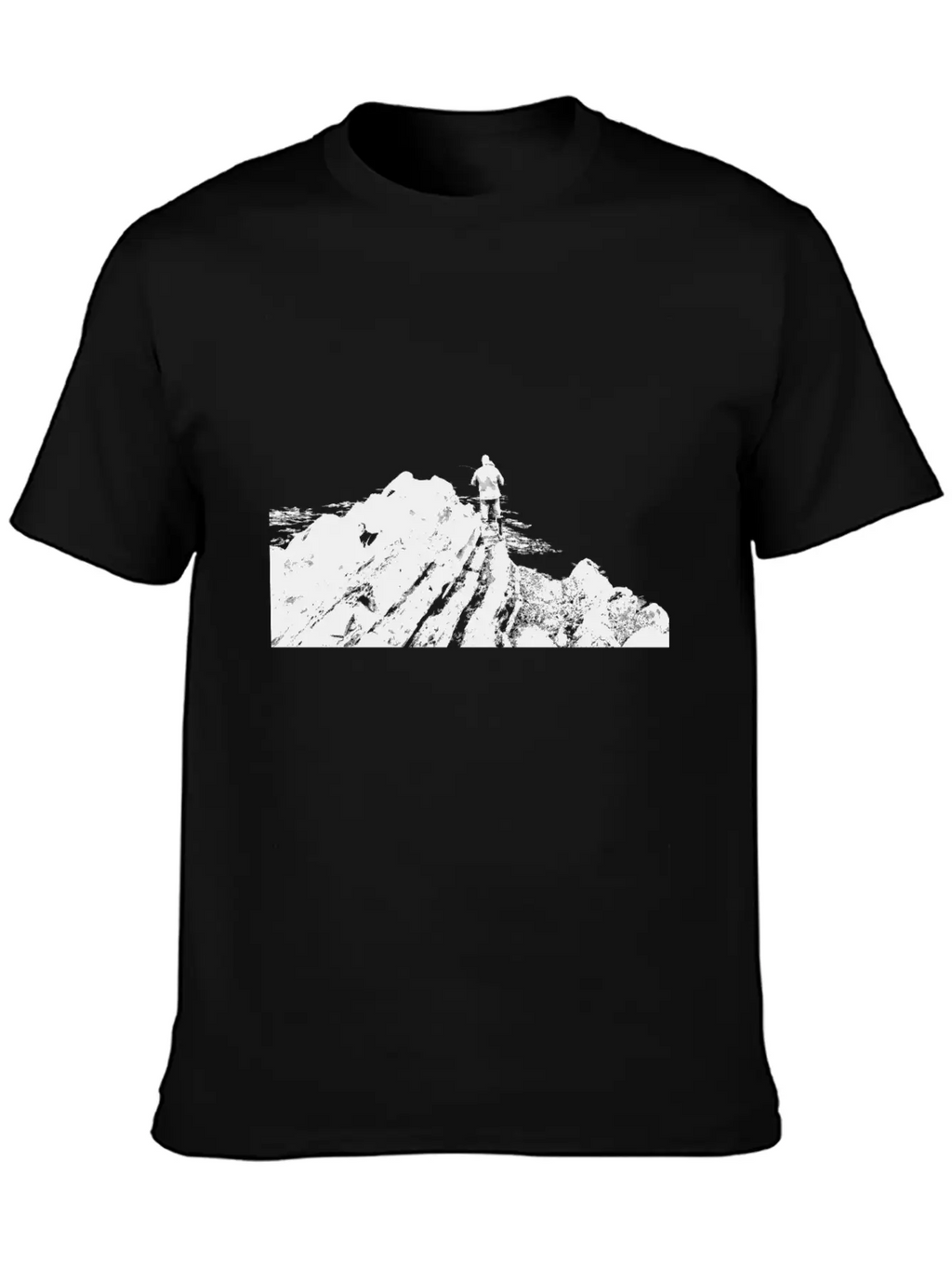 Fisherman On Rock Inverted Unisex Casual T-Shirt – Clean Design For Daily Comfort