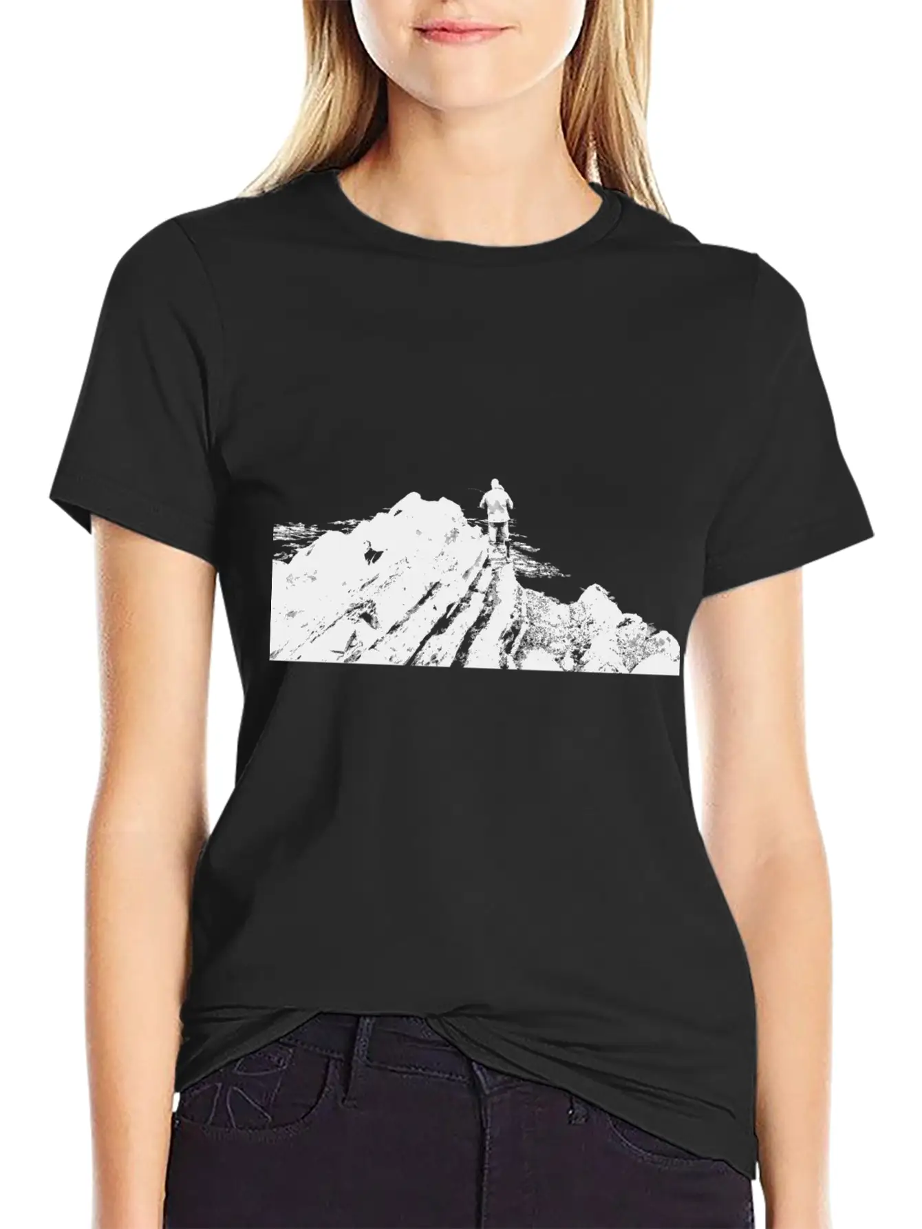 Fisherman On Rock Inverted Unisex Casual T-Shirt – Clean Design For Daily Comfort