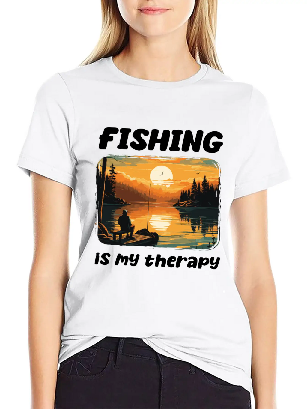 Fishing Enthusiast Meditative Nature Retreat Calm Unisex Short Sleeve Soft Cotton T-Shirt – Casual Everyday Wear