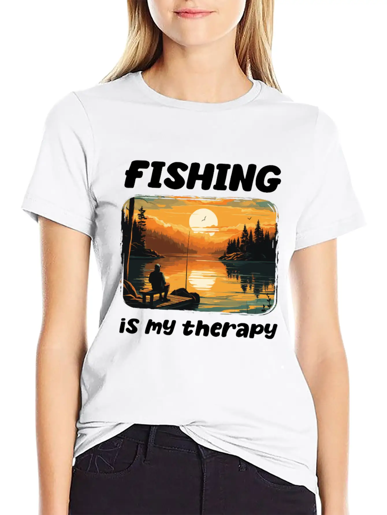 Fishing Enthusiast Meditative Nature Retreat Calm Unisex Short Sleeve Soft Cotton T-Shirt – Casual Everyday Wear