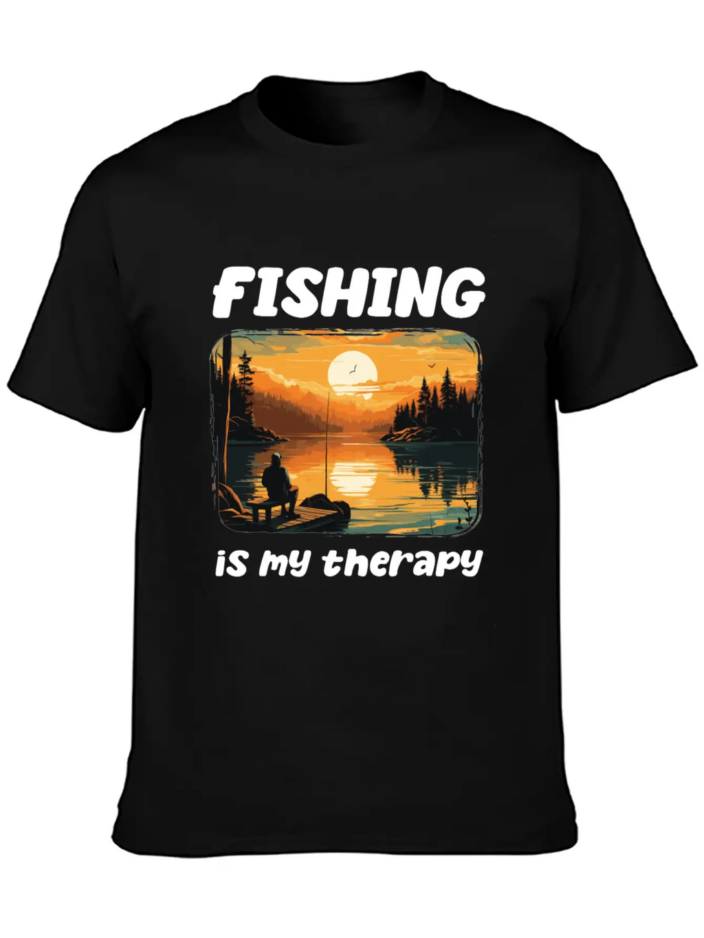 Fishing Enthusiast Meditative Nature Retreat Calm Unisex Short Sleeve Soft Cotton T-Shirt – Casual Everyday Wear