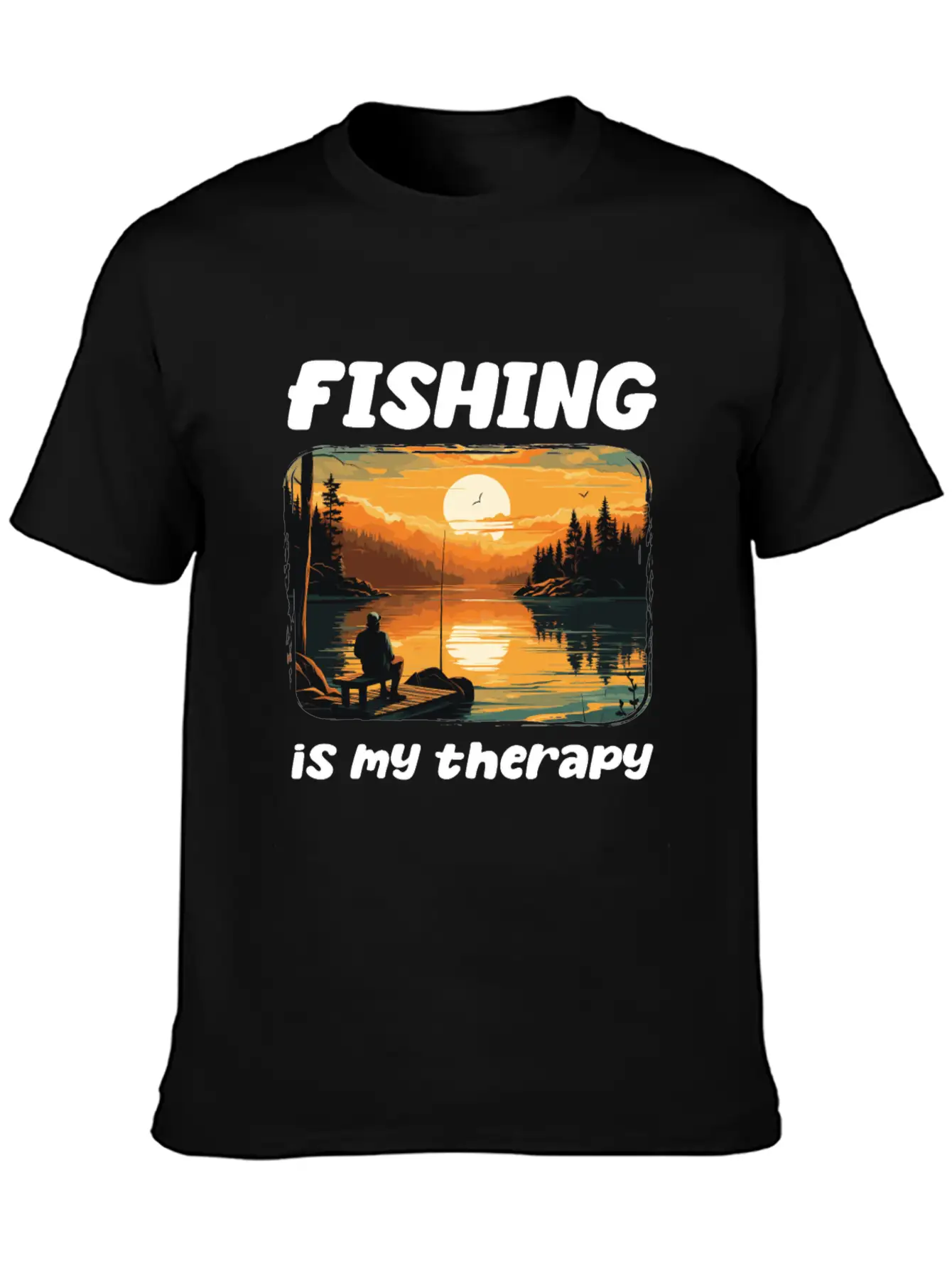 Fishing Enthusiast Meditative Nature Retreat Calm Unisex Short Sleeve Soft Cotton T-Shirt – Casual Everyday Wear