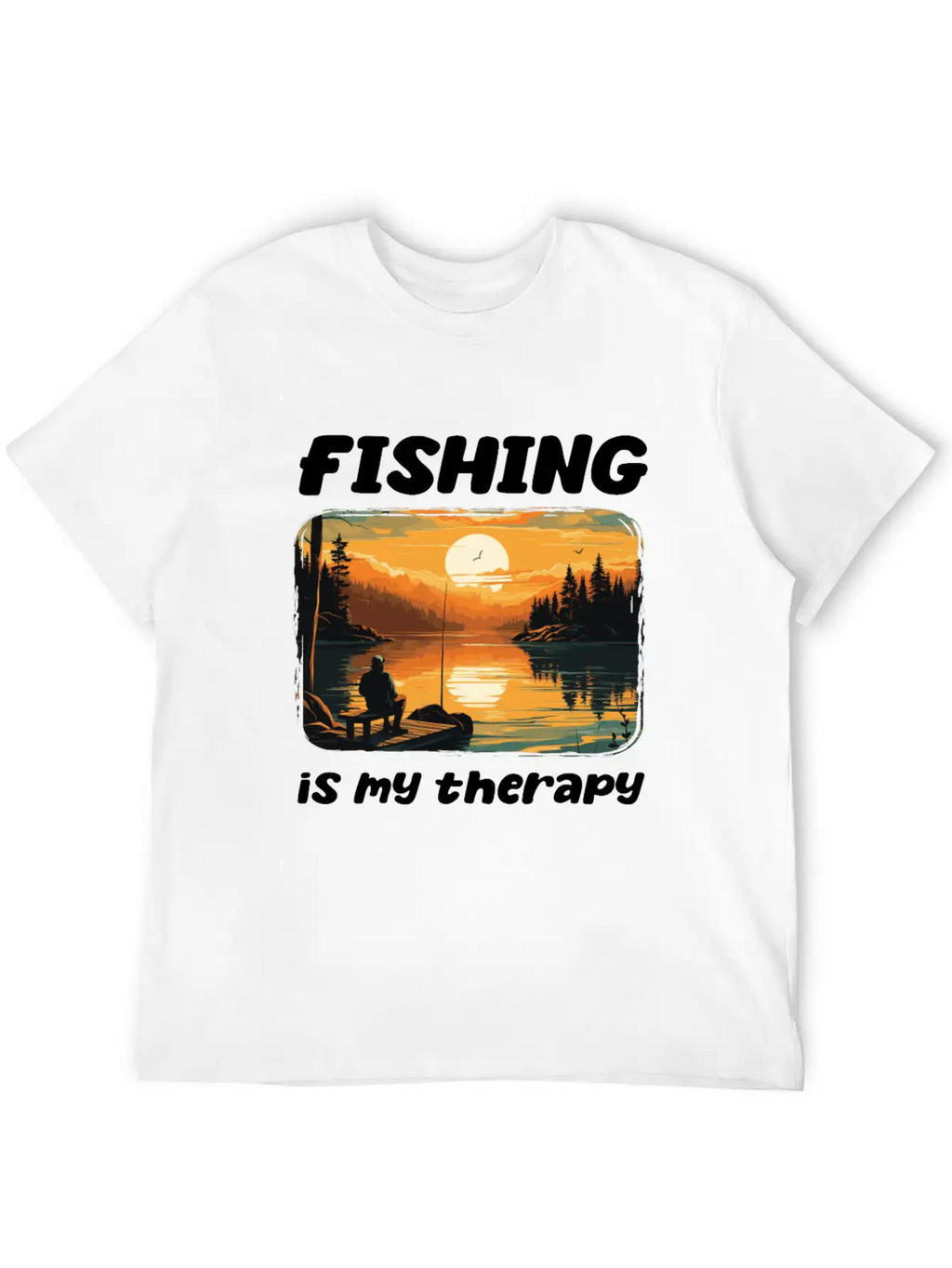 Fishing Enthusiast Meditative Nature Retreat Calm Unisex Short Sleeve Soft Cotton T-Shirt – Casual Everyday Wear
