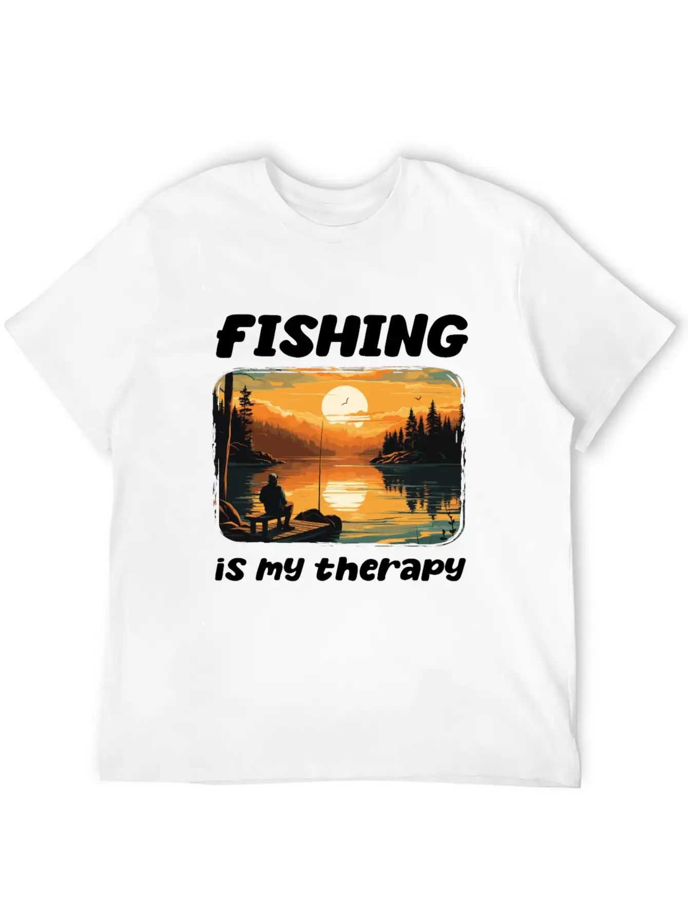 Fishing Enthusiast Meditative Nature Retreat Calm Unisex Short Sleeve Soft Cotton T-Shirt – Casual Everyday Wear