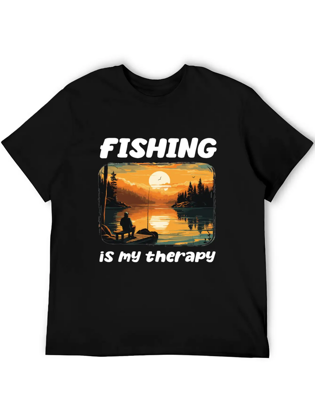 Fishing Enthusiast Meditative Nature Retreat Calm Unisex Short Sleeve Soft Cotton T-Shirt – Casual Everyday Wear