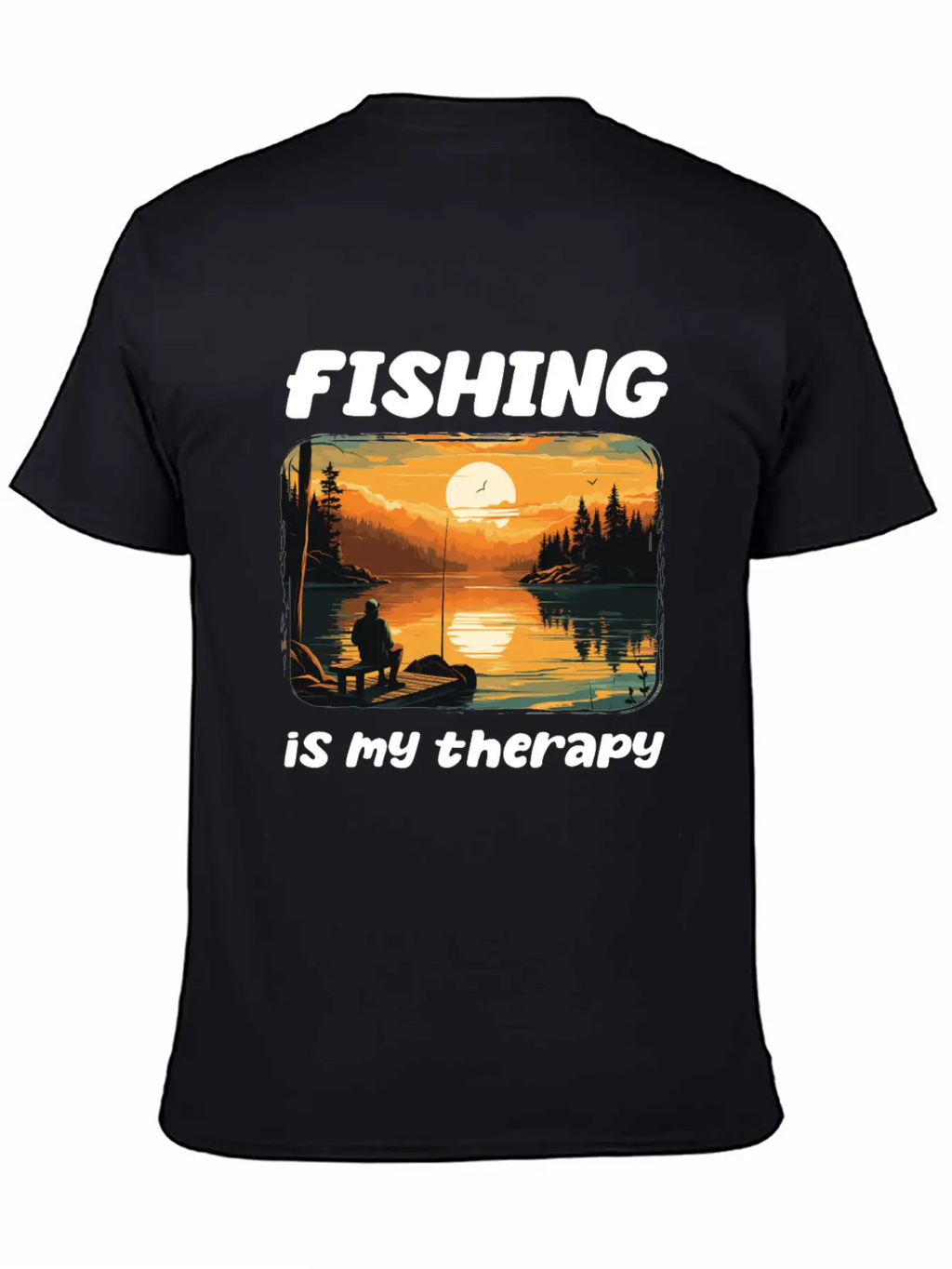 Fishing Enthusiast Meditative Nature Retreat Calm Unisex Short Sleeve Soft Cotton T-Shirt – Casual Everyday Wear