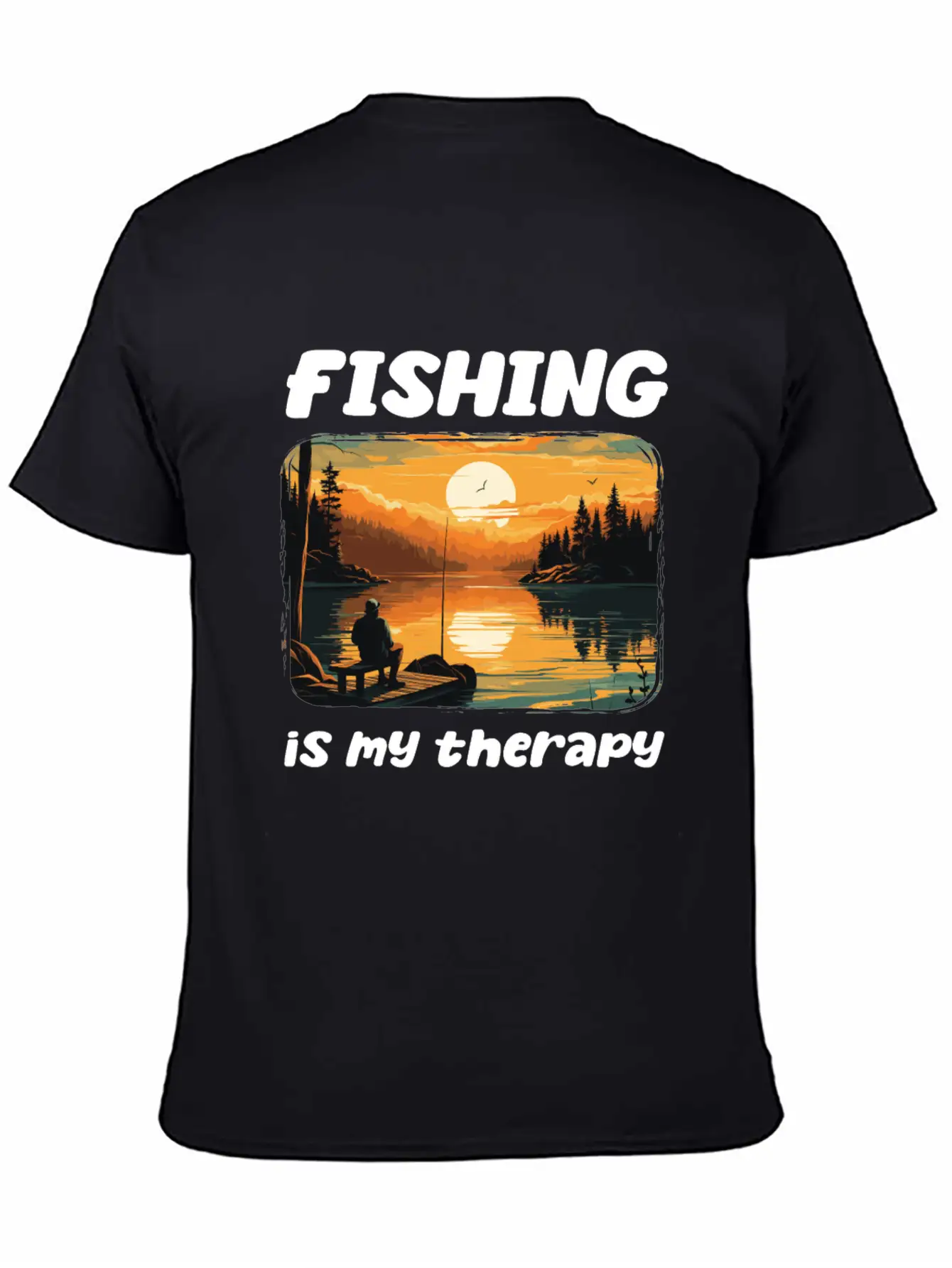 Fishing Enthusiast Meditative Nature Retreat Calm Unisex Short Sleeve Soft Cotton T-Shirt – Casual Everyday Wear