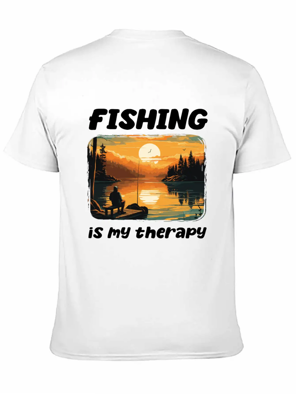 Fishing Enthusiast Meditative Nature Retreat Calm Unisex Short Sleeve Soft Cotton T-Shirt – Casual Everyday Wear