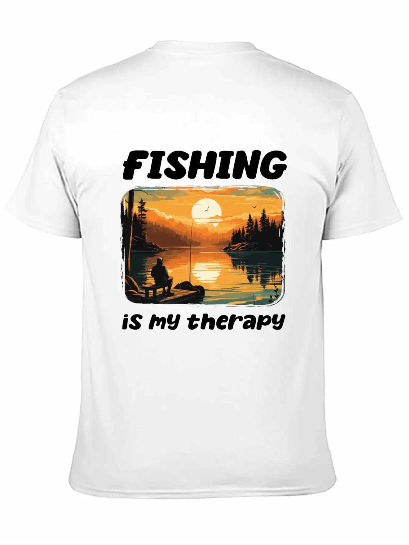 Fishing Enthusiast Meditative Nature Retreat Calm Unisex Short Sleeve Soft Cotton T-Shirt – Casual Everyday Wear