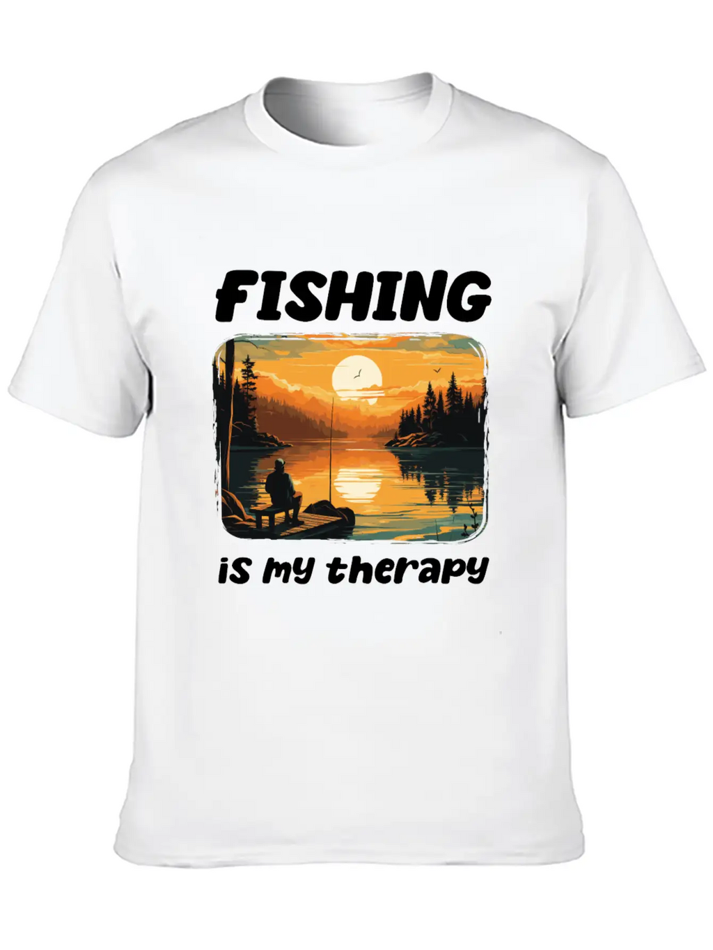 Fishing Enthusiast Meditative Nature Retreat Calm Unisex Short Sleeve Soft Cotton T-Shirt – Casual Everyday Wear