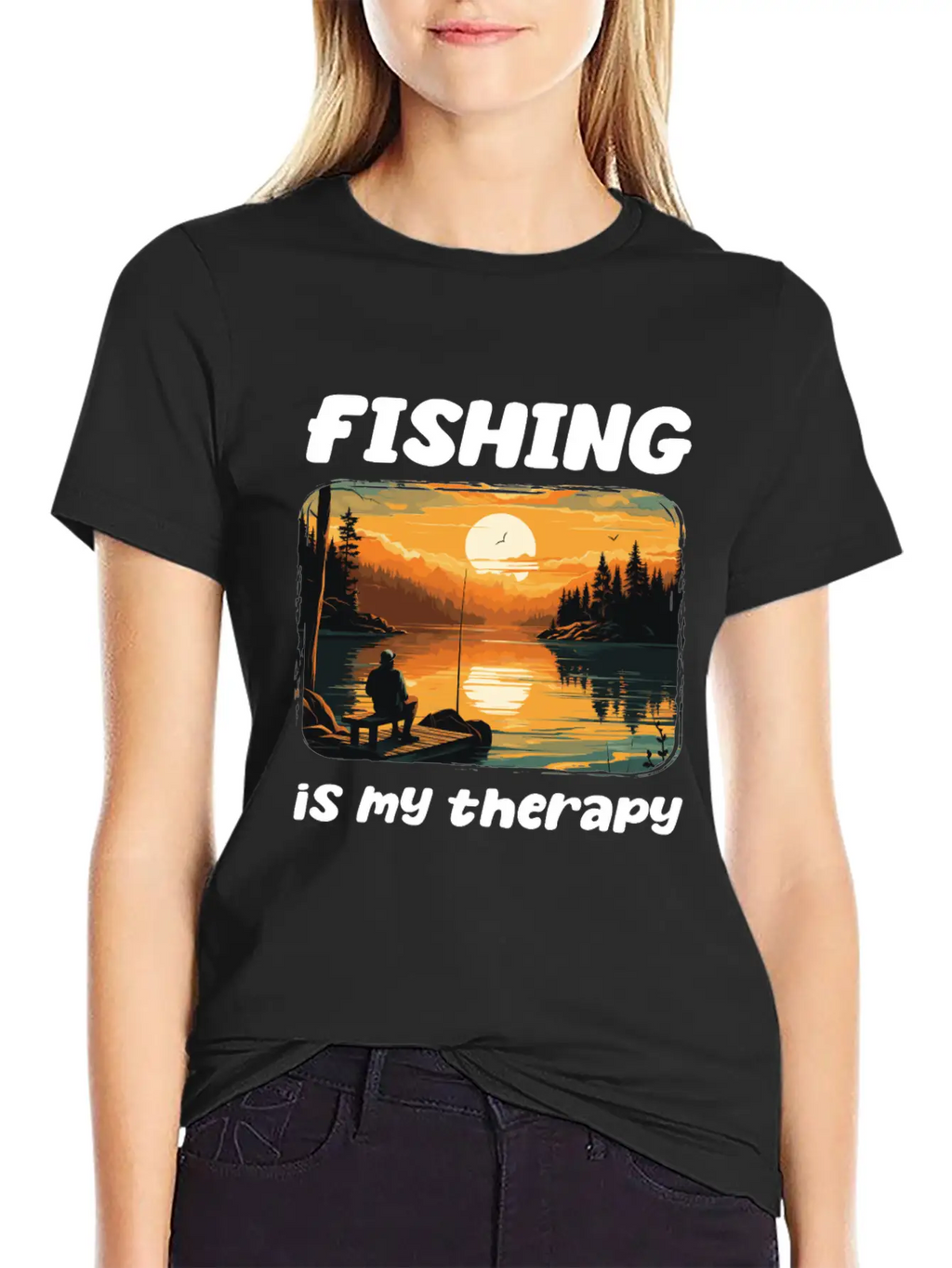 Fishing Enthusiast Meditative Nature Retreat Calm Unisex Short Sleeve Soft Cotton T-Shirt – Casual Everyday Wear