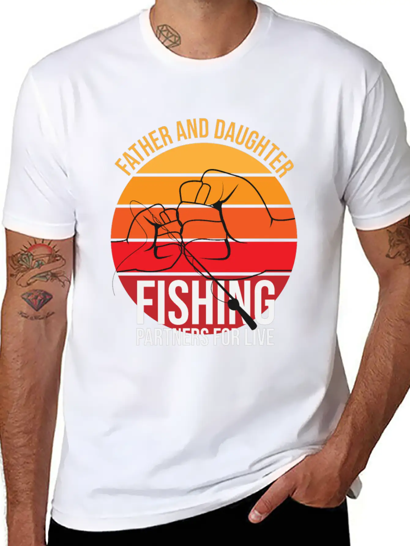 Fishing Father And Daughter Fishing Partners For L Essential Cotton Tee For Daily Outfits – Unisex Style