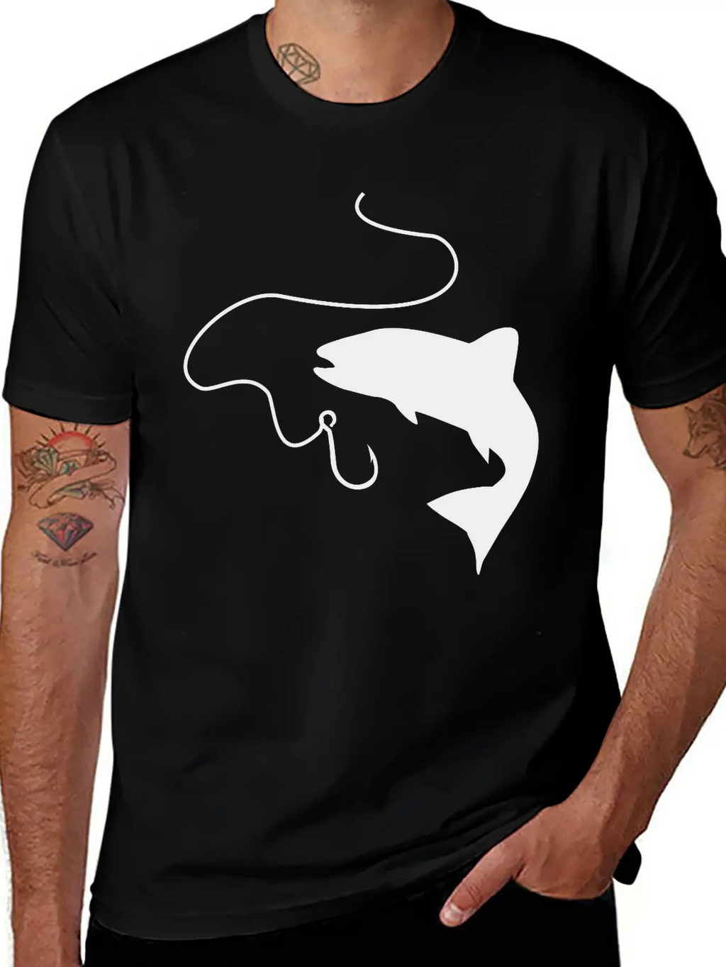 Fishing, Fish And Hook Unisex Casual T-Shirt – Clean Design For Daily Comfort