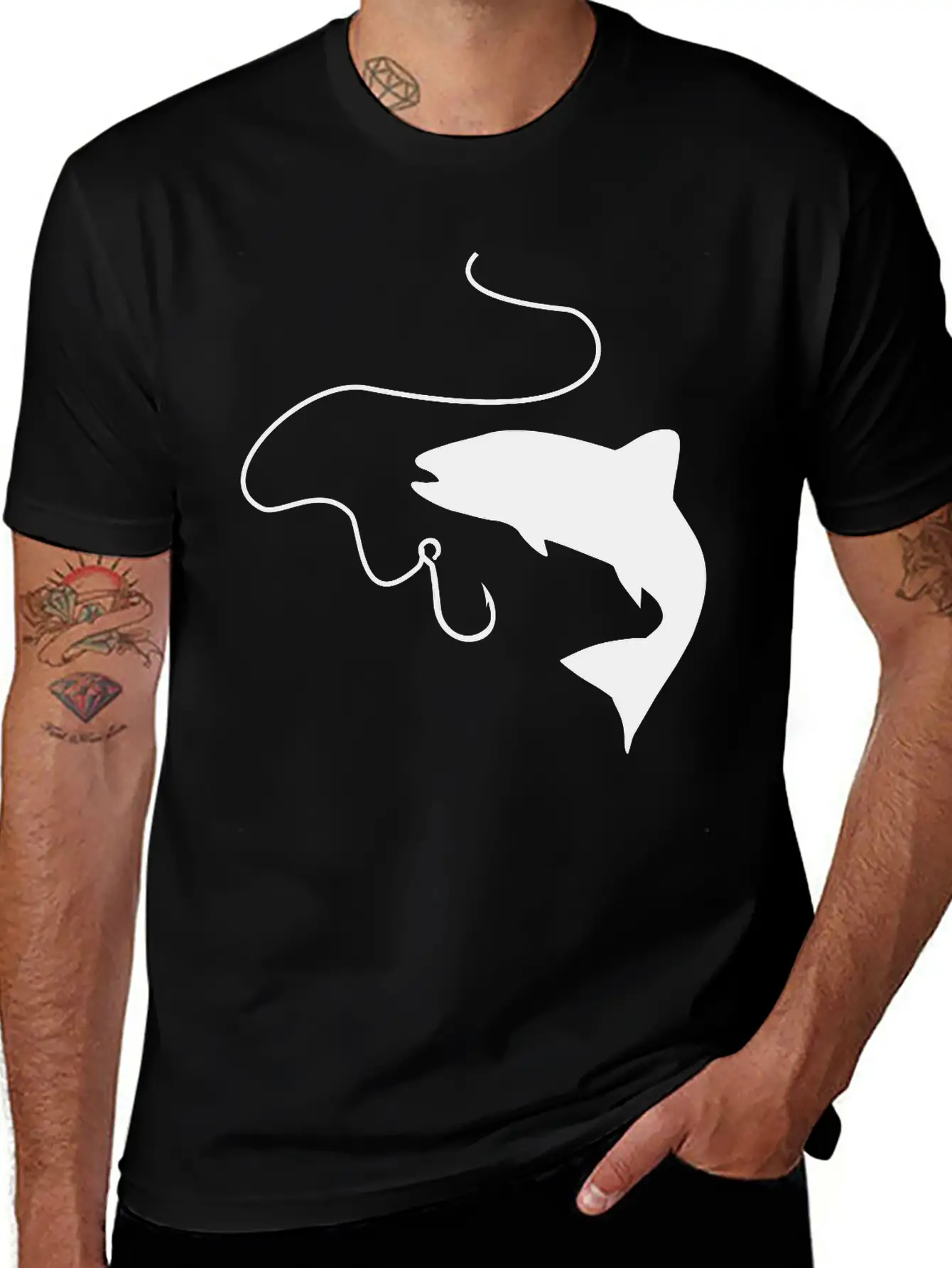 Fishing, Fish And Hook Unisex Casual T-Shirt – Clean Design For Daily Comfort
