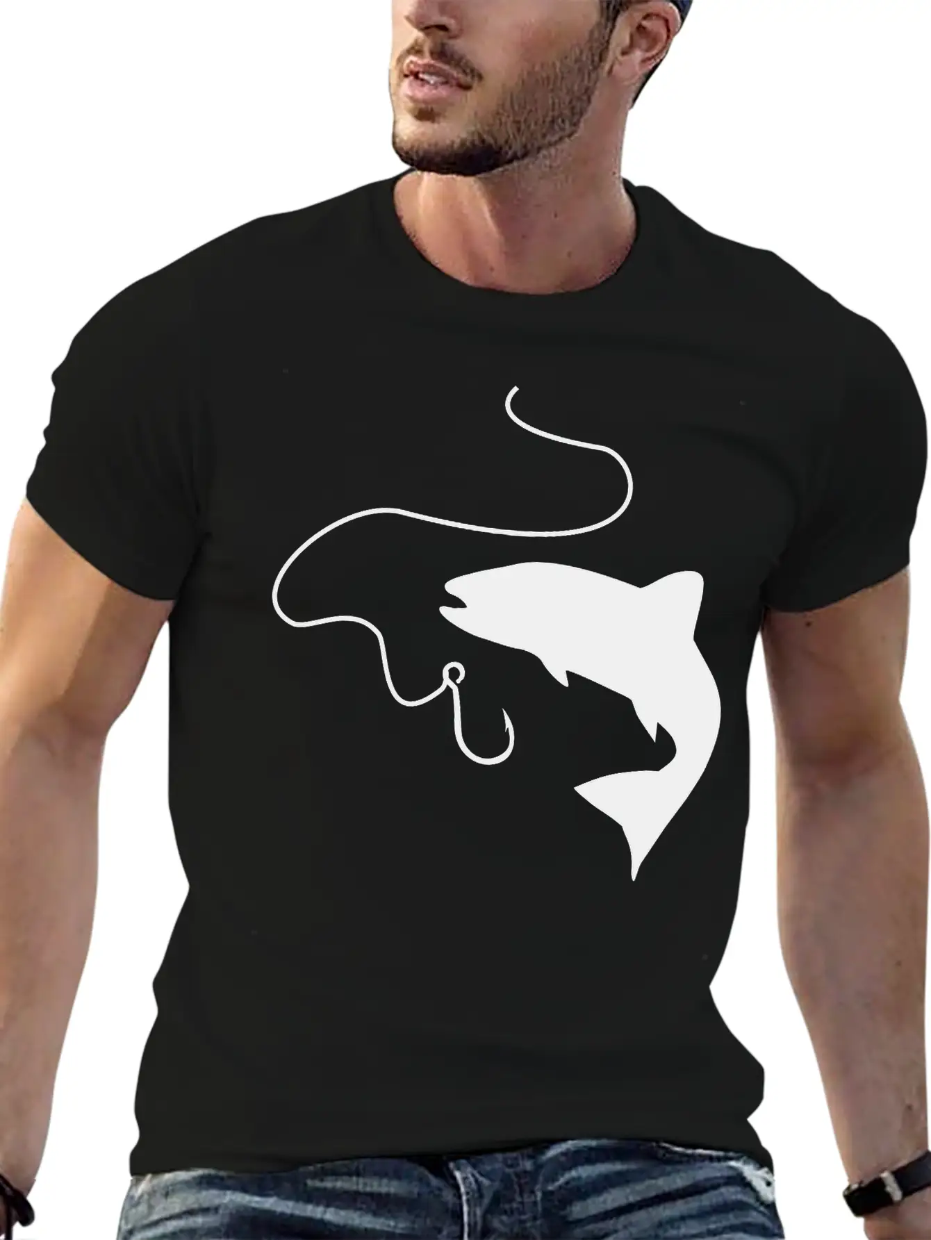 Fishing, Fish And Hook Unisex Casual T-Shirt – Clean Design For Daily Comfort