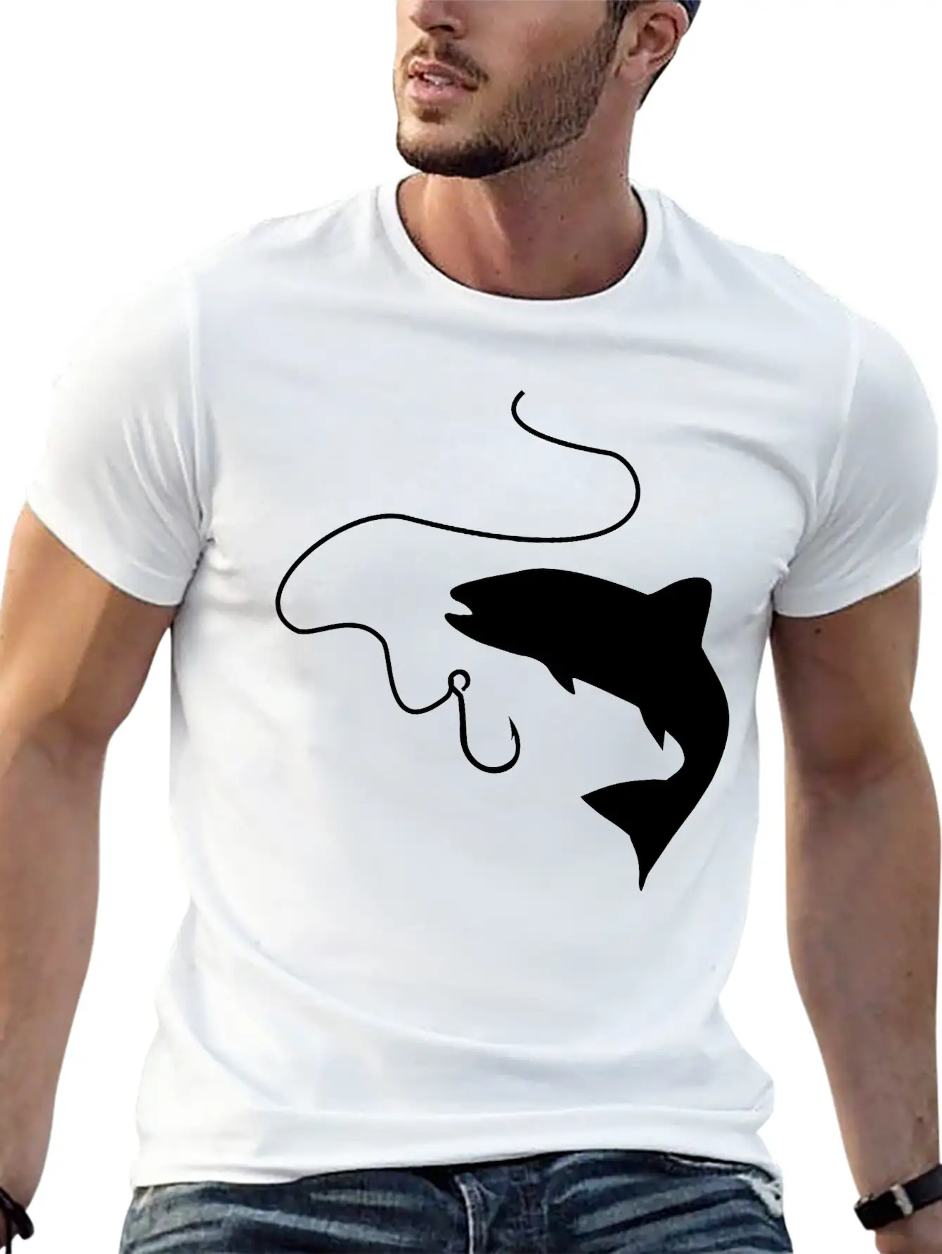 Fishing, Fish And Hook Unisex Casual T-Shirt – Clean Design For Daily Comfort
