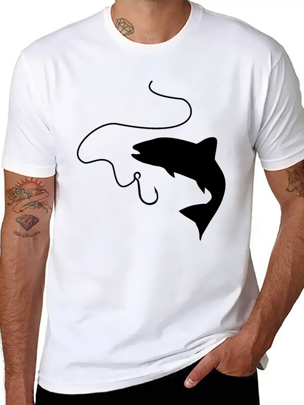 Fishing, Fish And Hook Unisex Casual T-Shirt – Clean Design For Daily Comfort