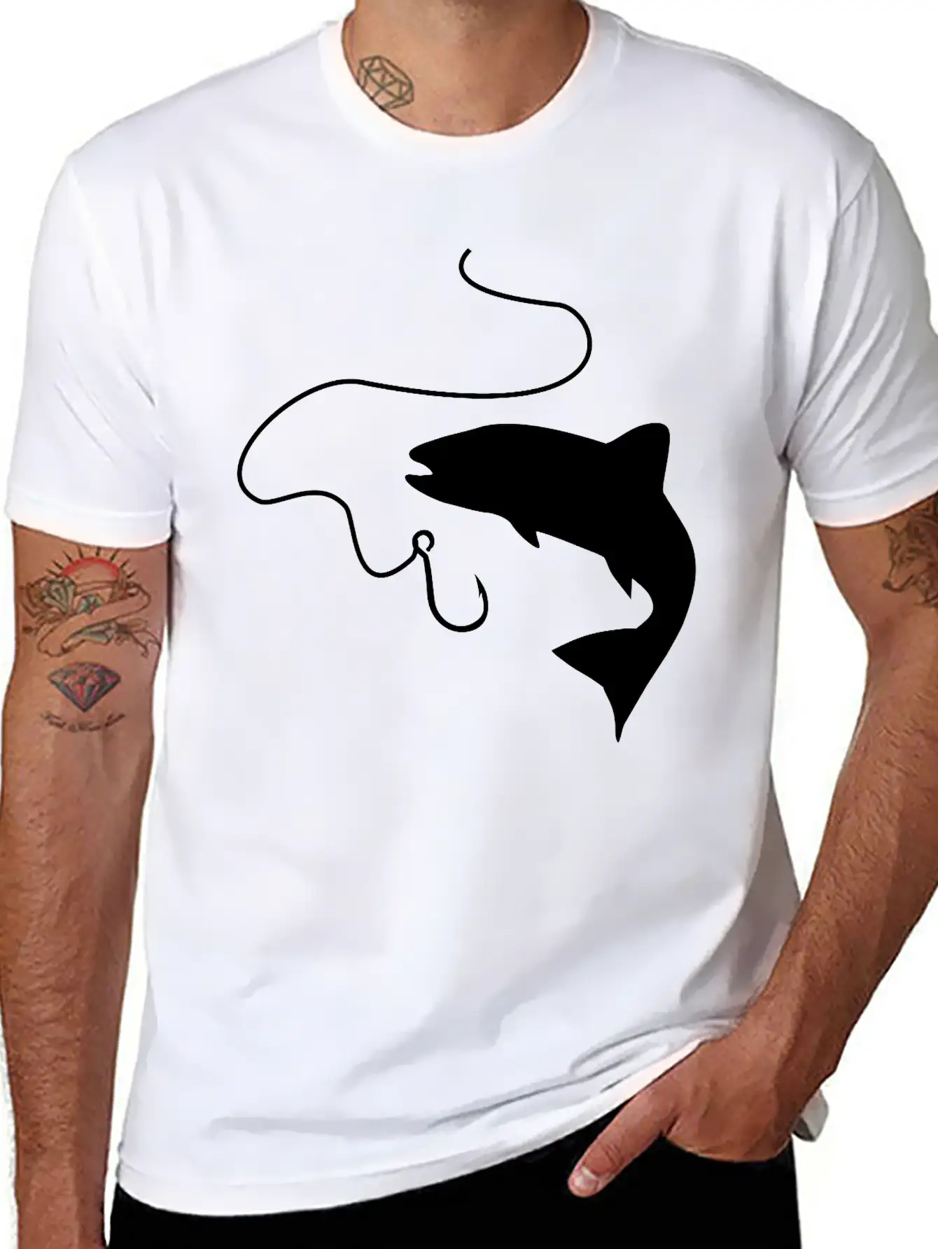 Fishing, Fish And Hook Unisex Casual T-Shirt – Clean Design For Daily Comfort