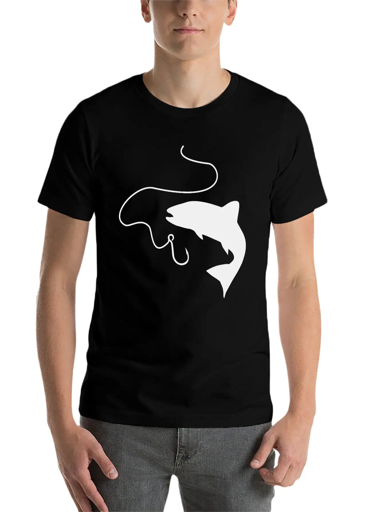 Fishing, Fish And Hook Unisex Casual T-Shirt – Clean Design For Daily Comfort