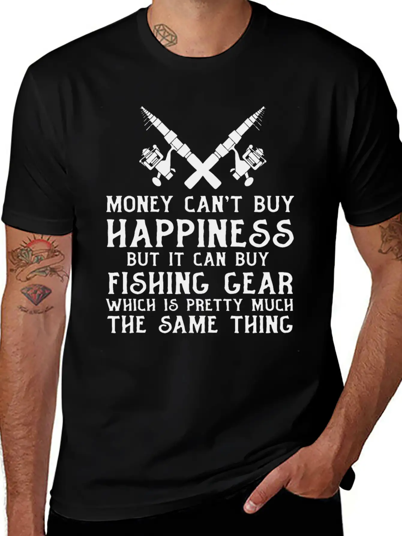 Fishing Money Can't Buy Happiness , Fishing , Fish Breathable Soft Cotton T-Shirt – Timeless Casual Look
