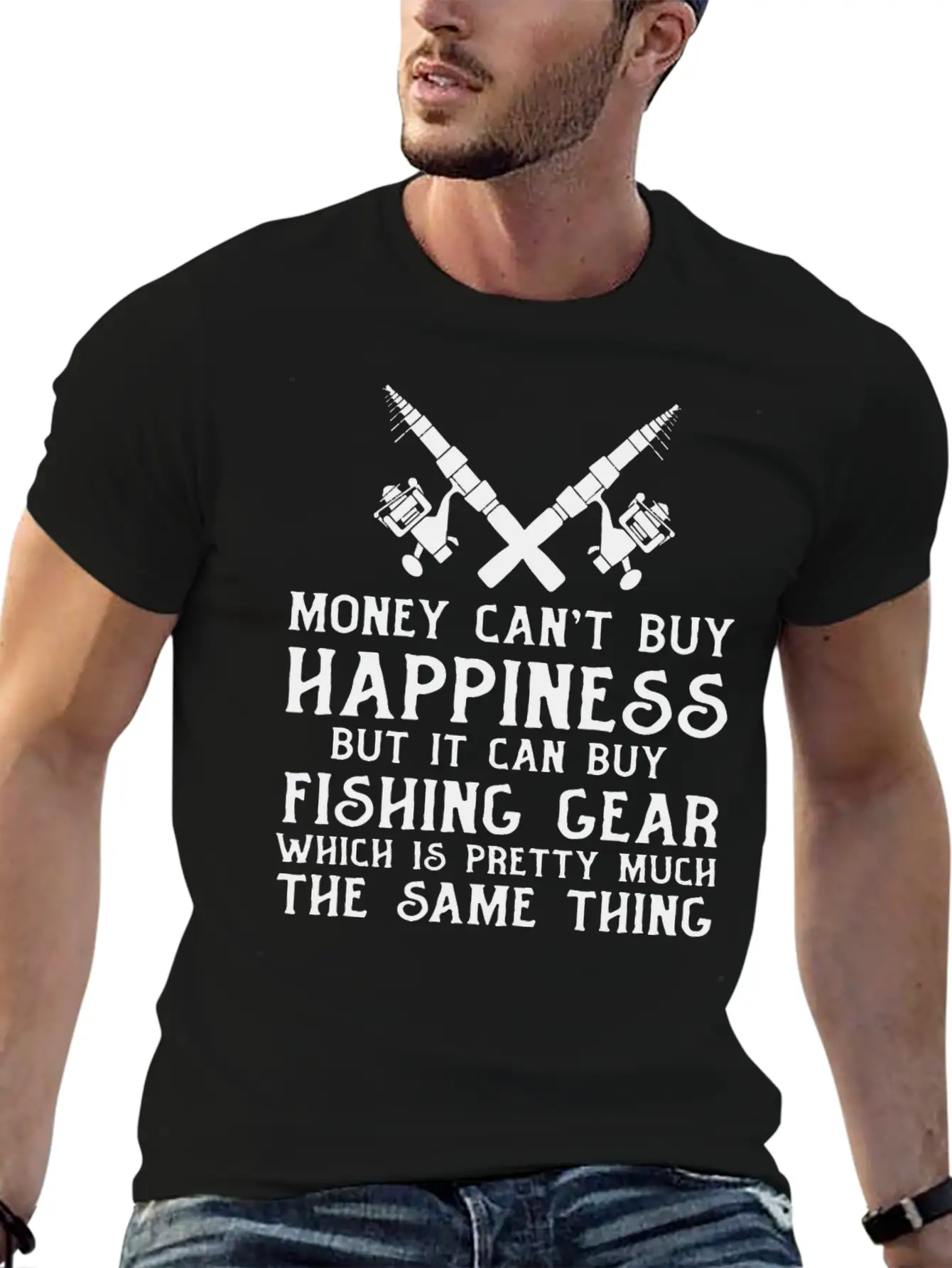 Fishing Money Can't Buy Happiness , Fishing , Fish Breathable Soft Cotton T-Shirt – Timeless Casual Look