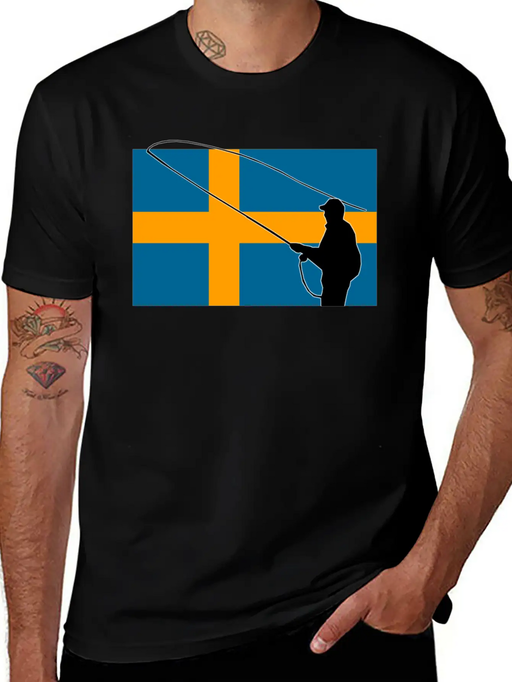 Fishing - Sweden Flag Unisex Casual T-Shirt – Clean Design For Daily Comfort