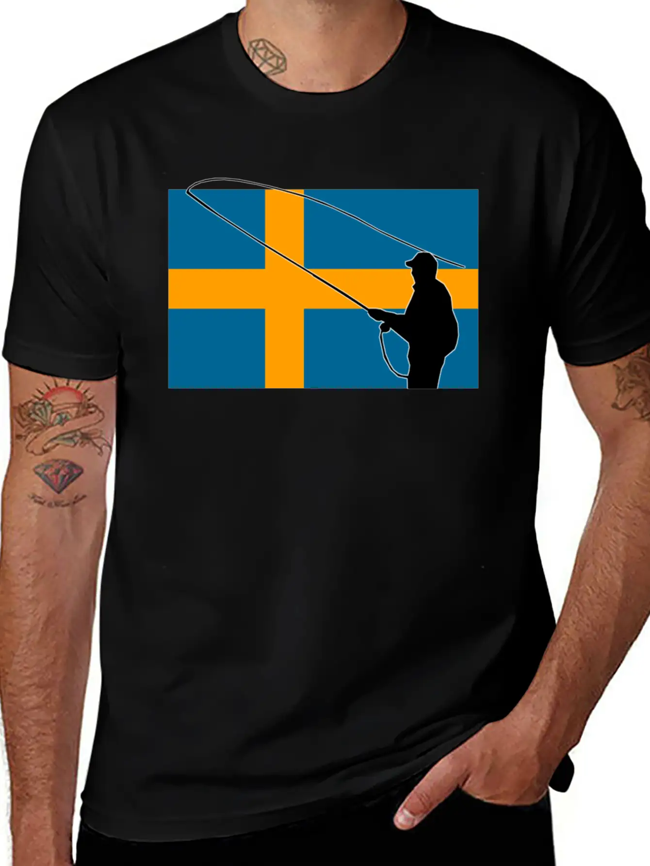 Fishing - Sweden Flag Unisex Casual T-Shirt – Clean Design For Daily Comfort