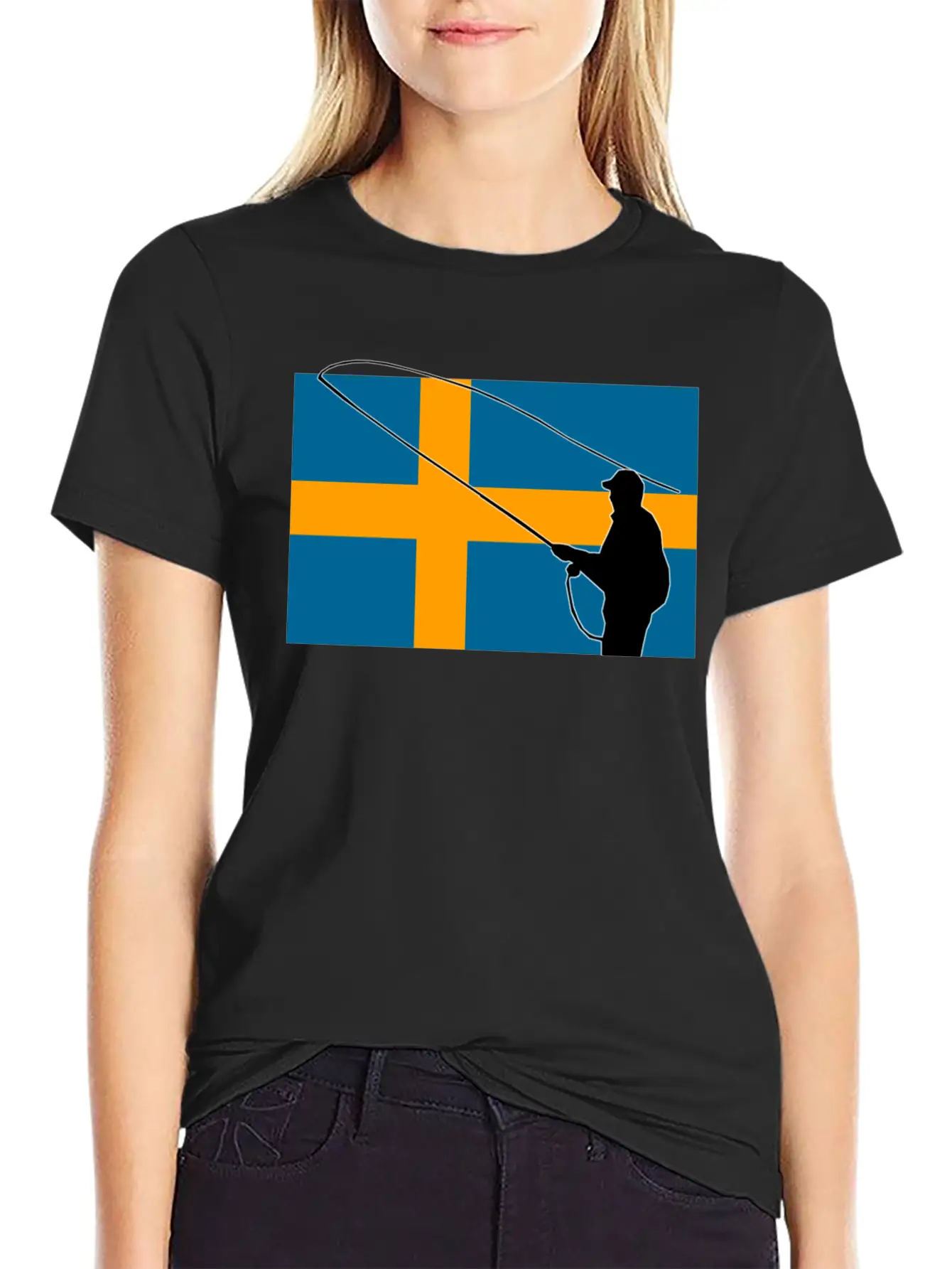Fishing - Sweden Flag Unisex Casual T-Shirt – Clean Design For Daily Comfort