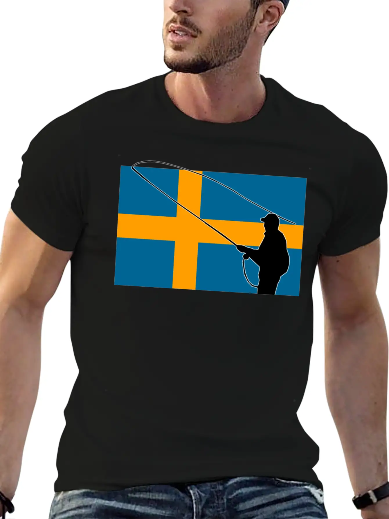 Fishing - Sweden Flag Unisex Casual T-Shirt – Clean Design For Daily Comfort