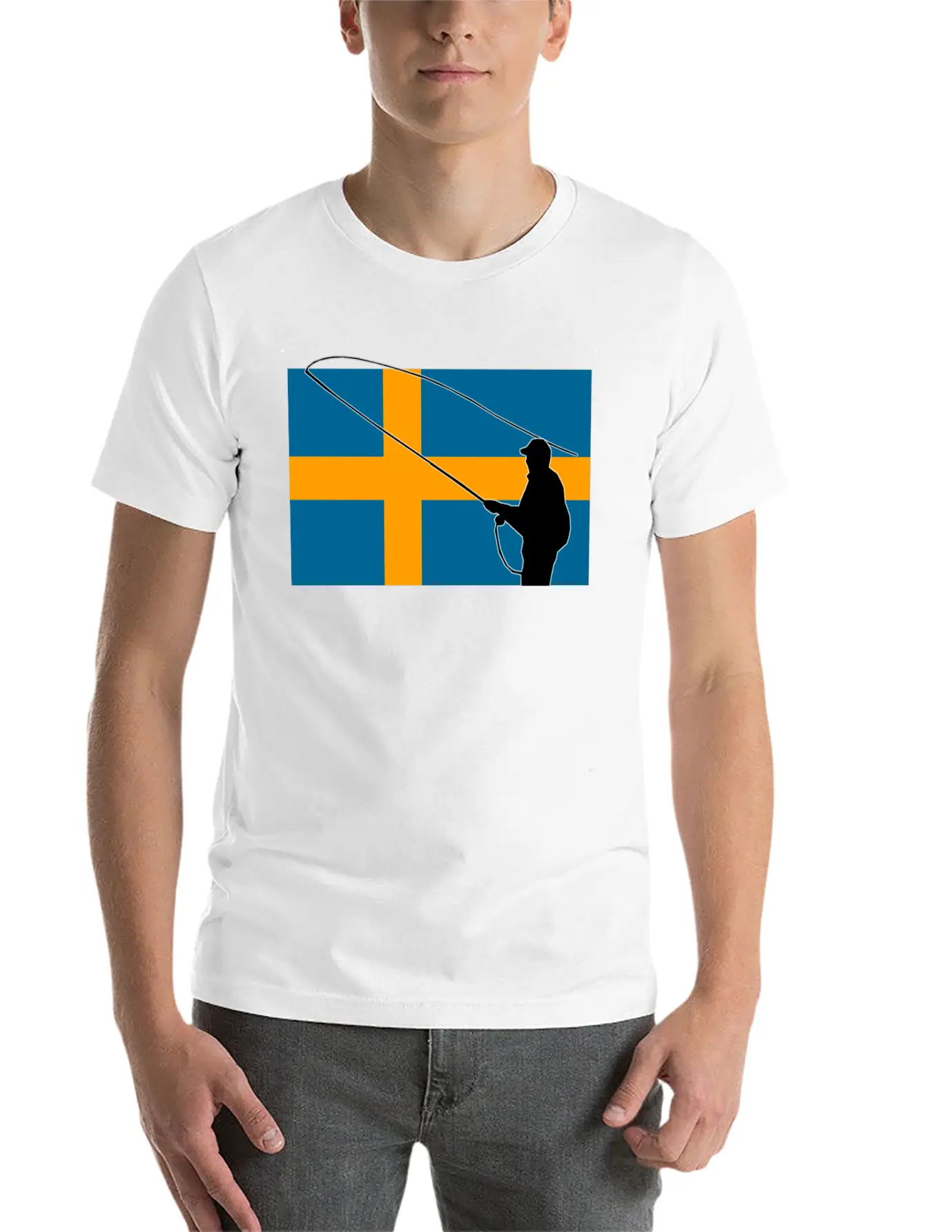 Fishing - Sweden Flag Unisex Casual T-Shirt – Clean Design For Daily Comfort