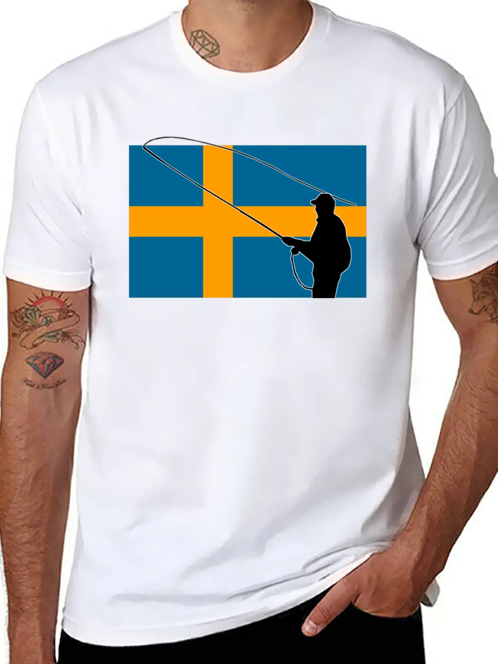 Fishing - Sweden Flag Unisex Casual T-Shirt – Clean Design For Daily Comfort