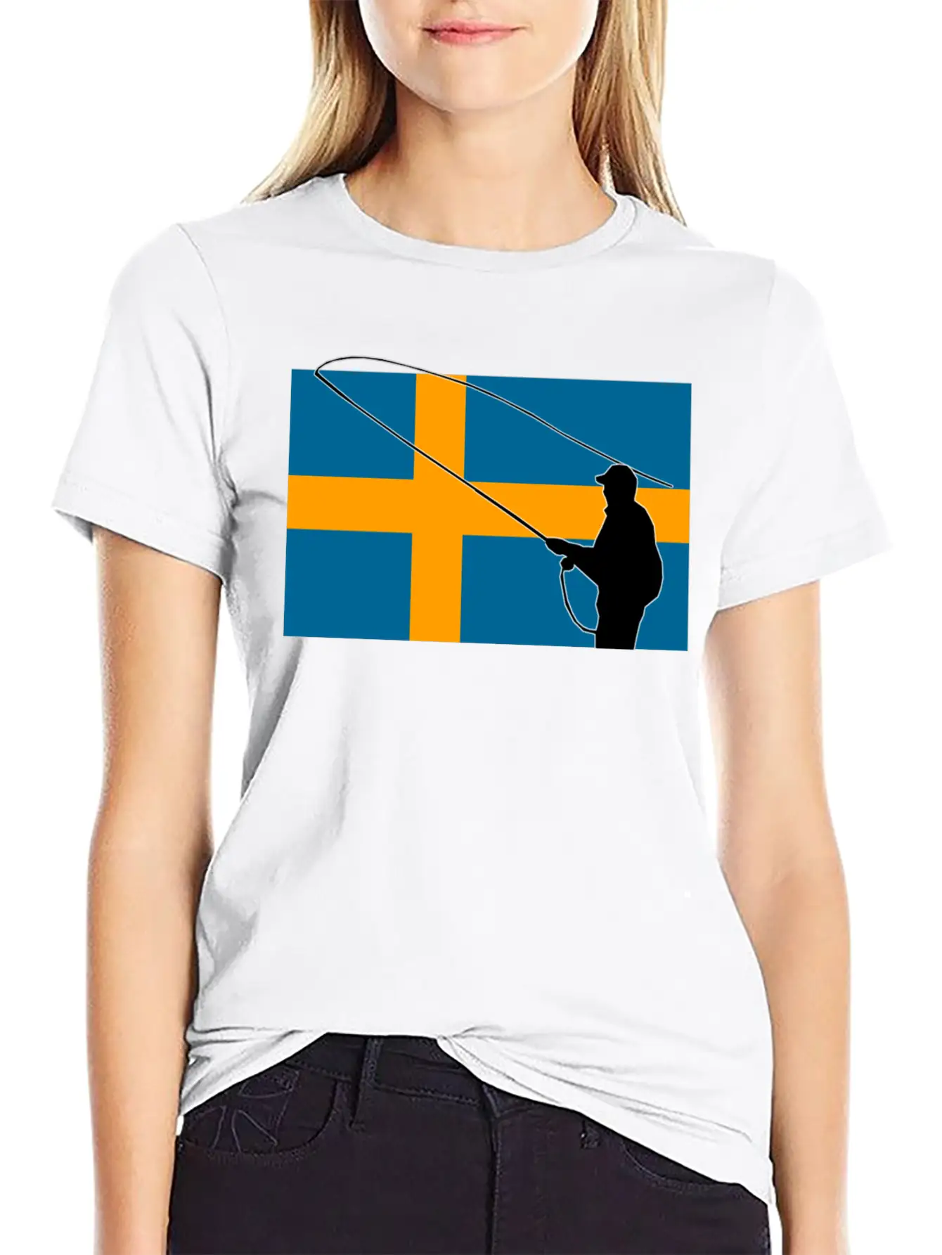 Fishing - Sweden Flag Unisex Casual T-Shirt – Clean Design For Daily Comfort