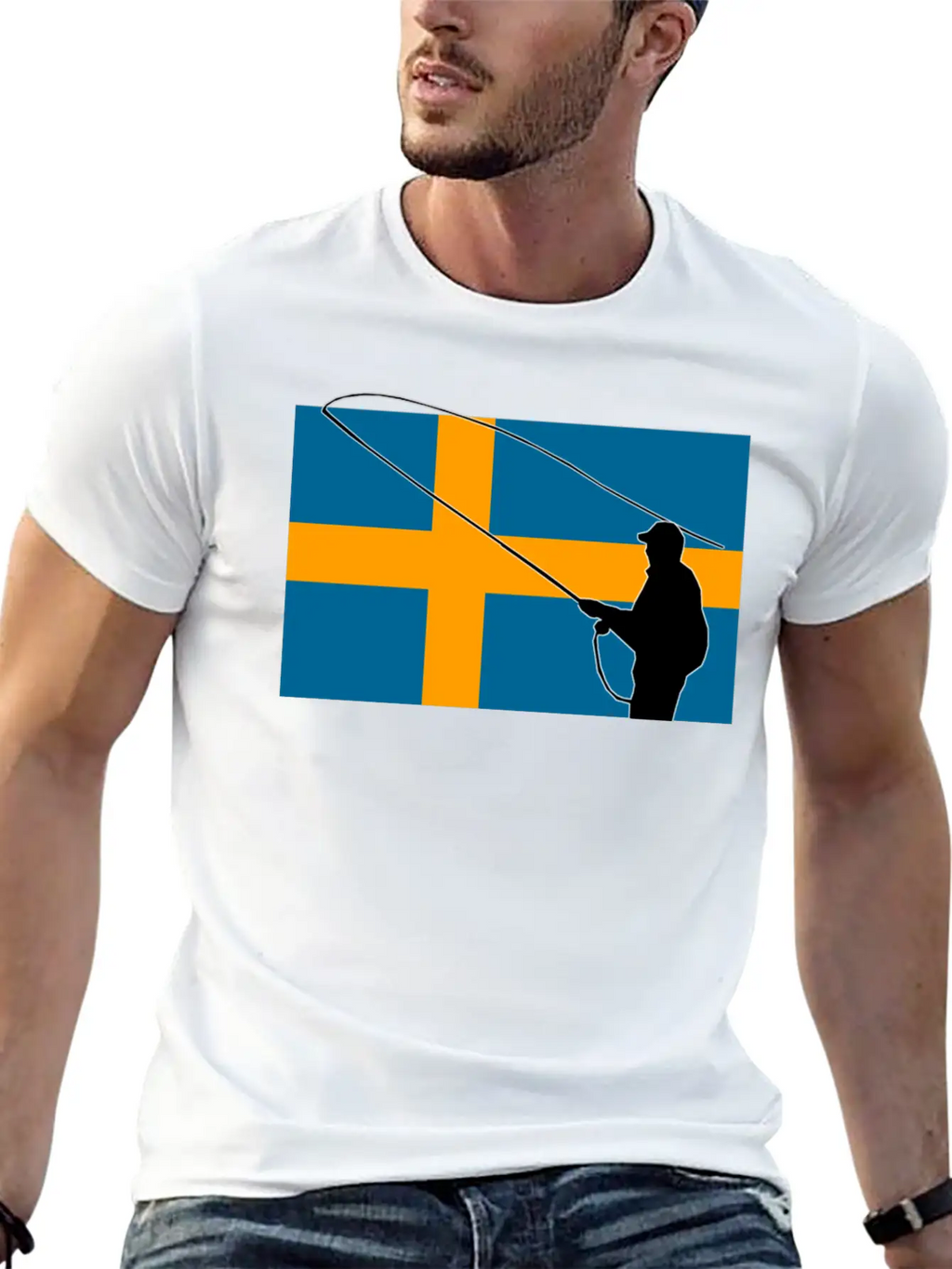 Fishing - Sweden Flag Unisex Casual T-Shirt – Clean Design For Daily Comfort