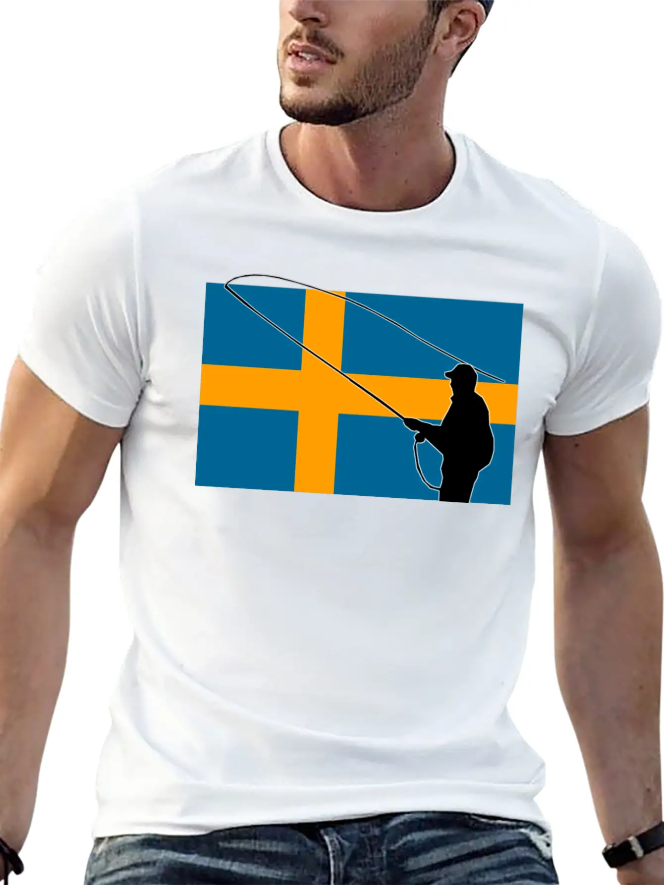 Fishing - Sweden Flag Unisex Casual T-Shirt – Clean Design For Daily Comfort