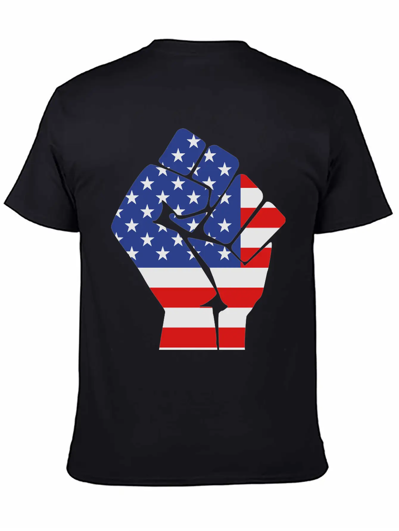 Fist With Flag Of The USA (variable Colors!) Stylish Everyday T-Shirt – Unisex Basic Cotton Tee