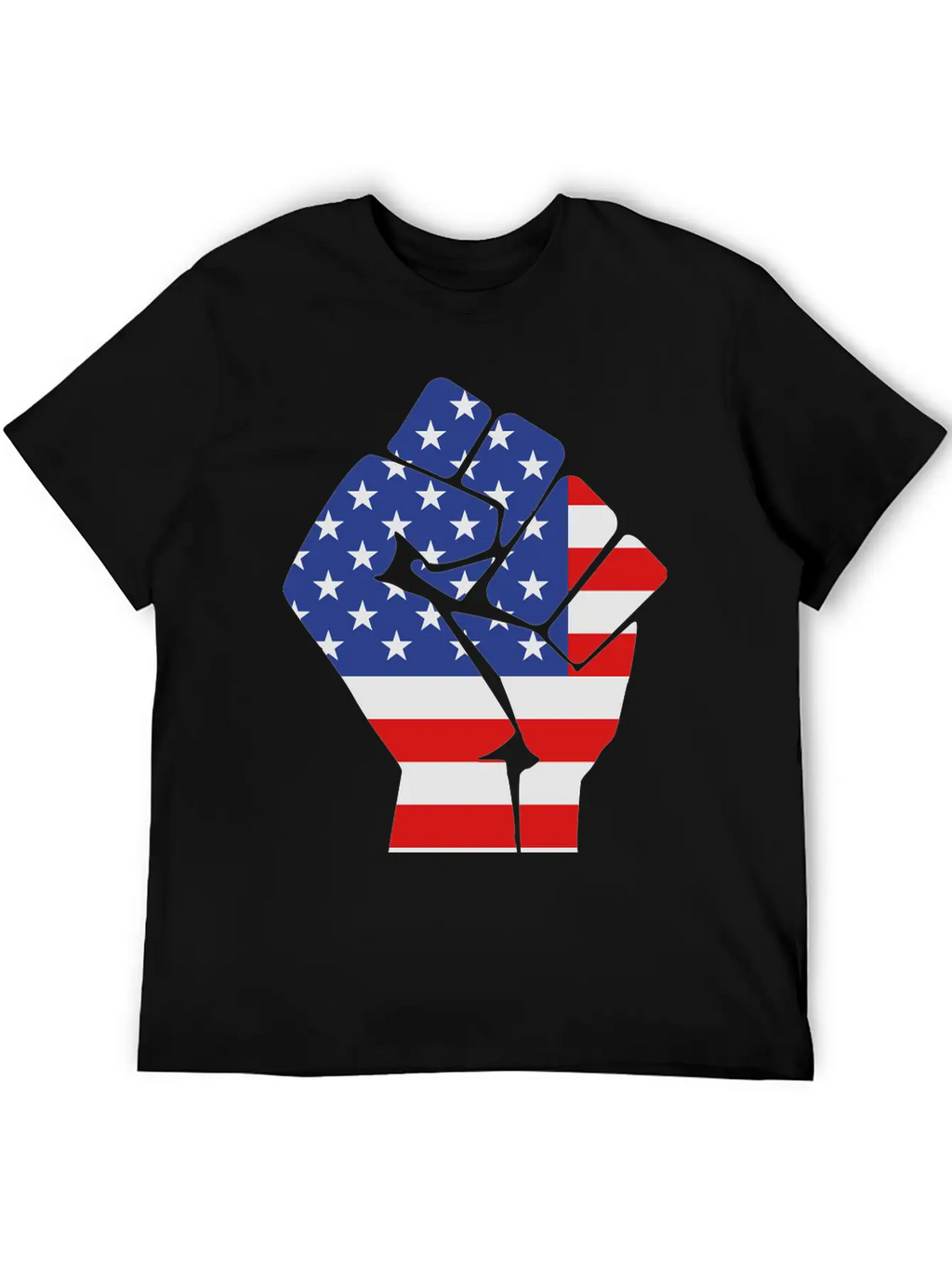 Fist With Flag Of The USA (variable Colors!) Stylish Everyday T-Shirt – Unisex Basic Cotton Tee