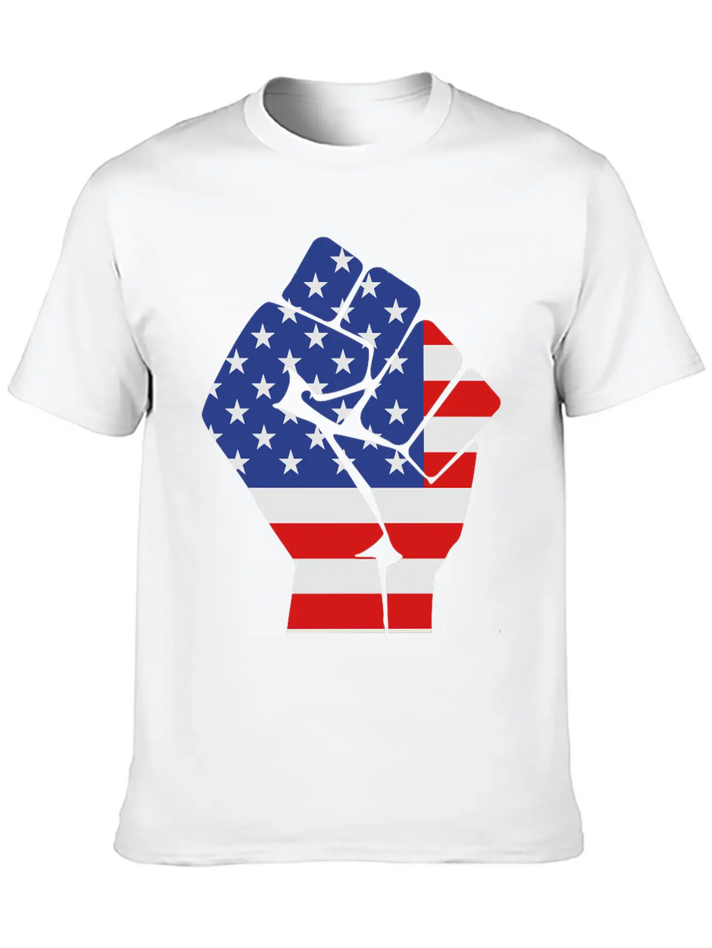 Fist With Flag Of The USA (variable Colors!) Stylish Everyday T-Shirt – Unisex Basic Cotton Tee
