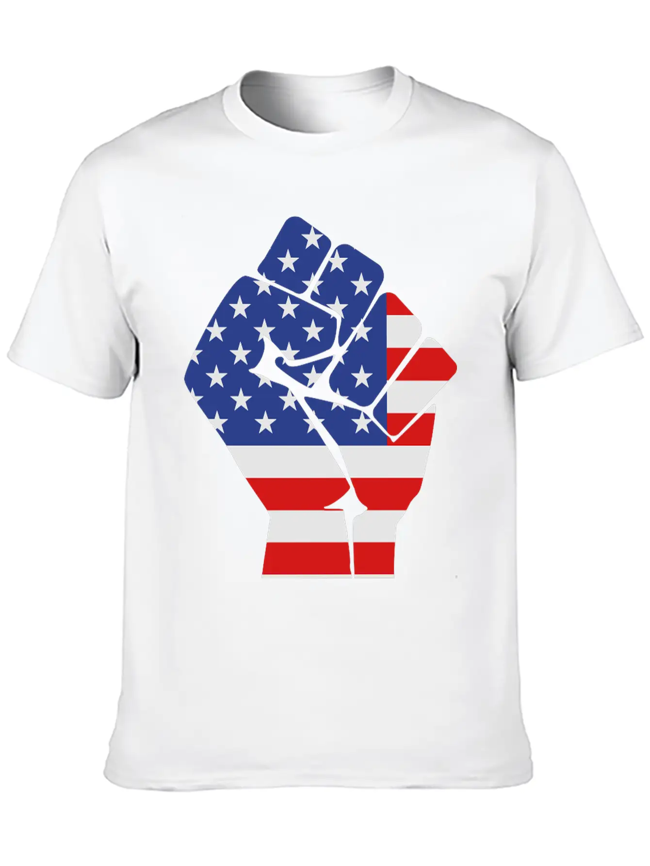 Fist With Flag Of The USA (variable Colors!) Stylish Everyday T-Shirt – Unisex Basic Cotton Tee