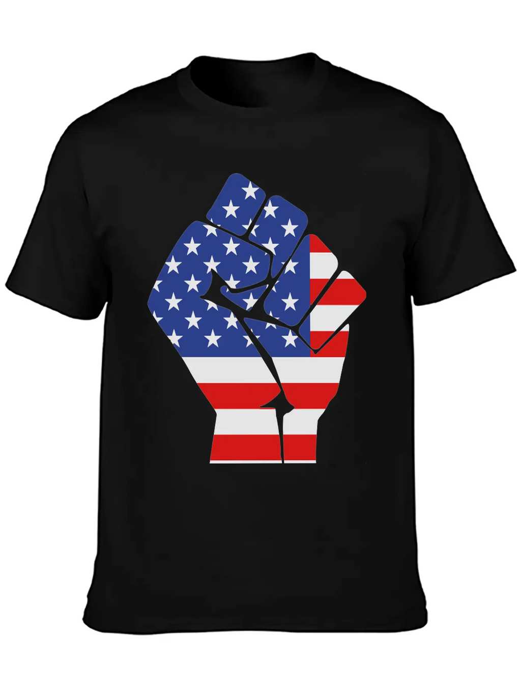 Fist With Flag Of The USA (variable Colors!) Stylish Everyday T-Shirt – Unisex Basic Cotton Tee