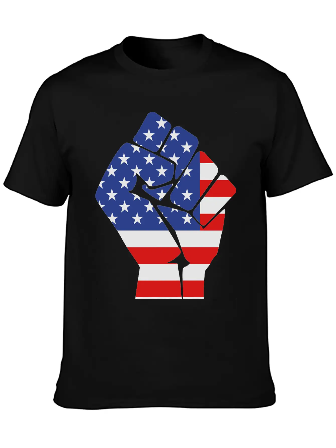 Fist With Flag Of The USA (variable Colors!) Stylish Everyday T-Shirt – Unisex Basic Cotton Tee